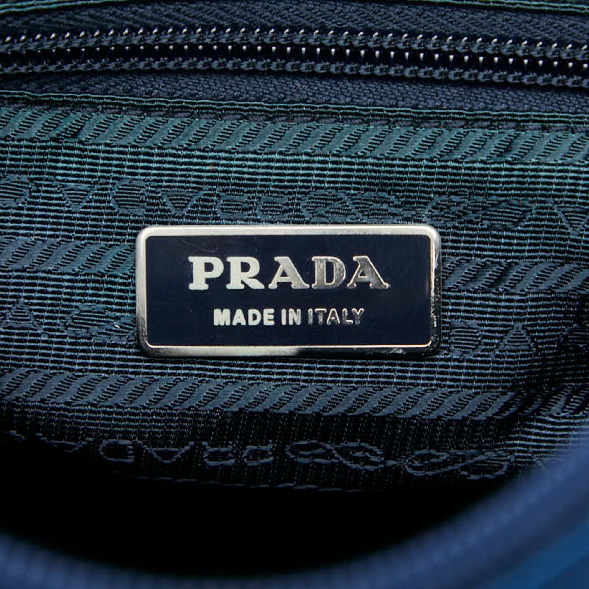 Prada Blue Nylon Leather Shoulder Bag (Pre-Owned)