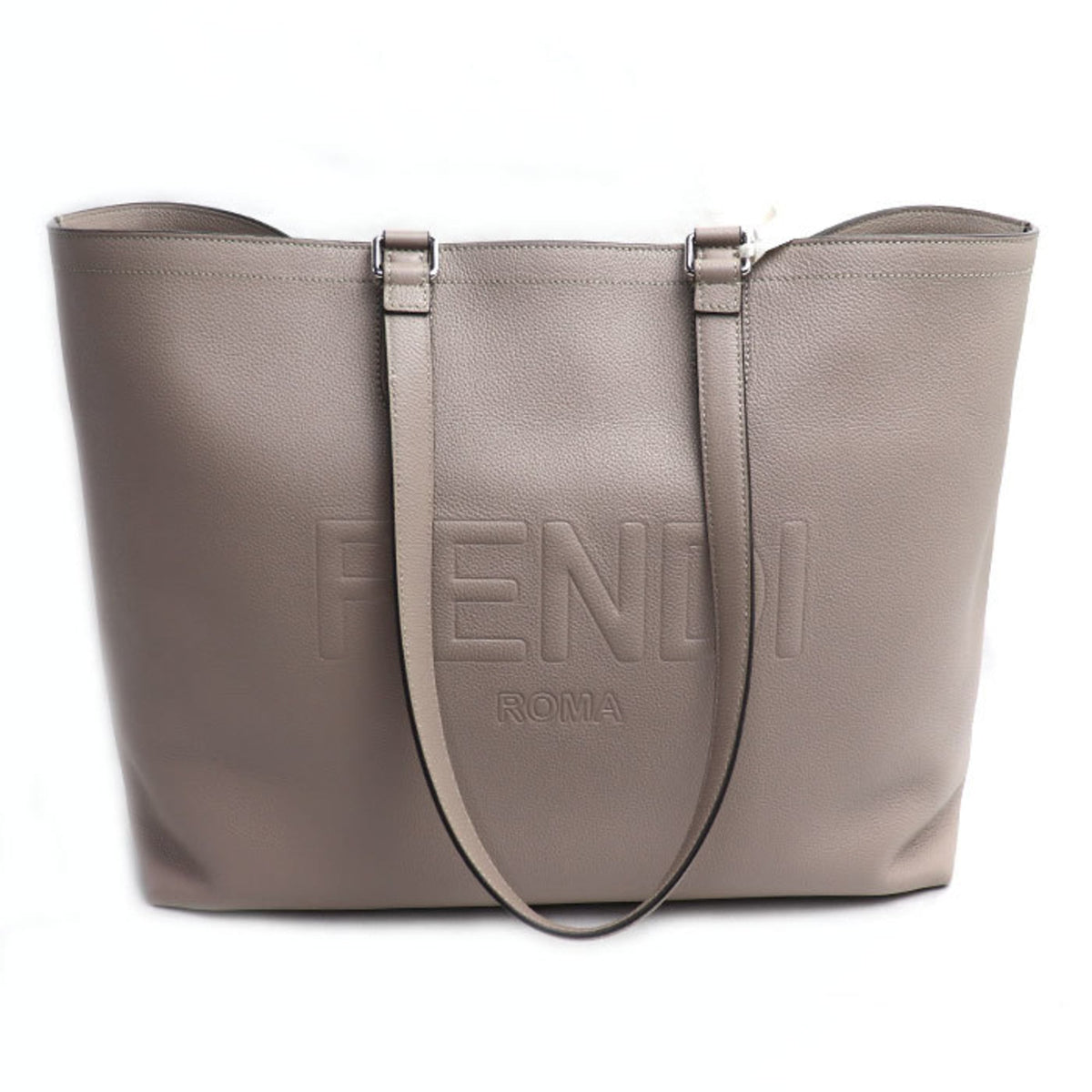 Fendi Gray Leather Tote Bag (Pre-Owned)