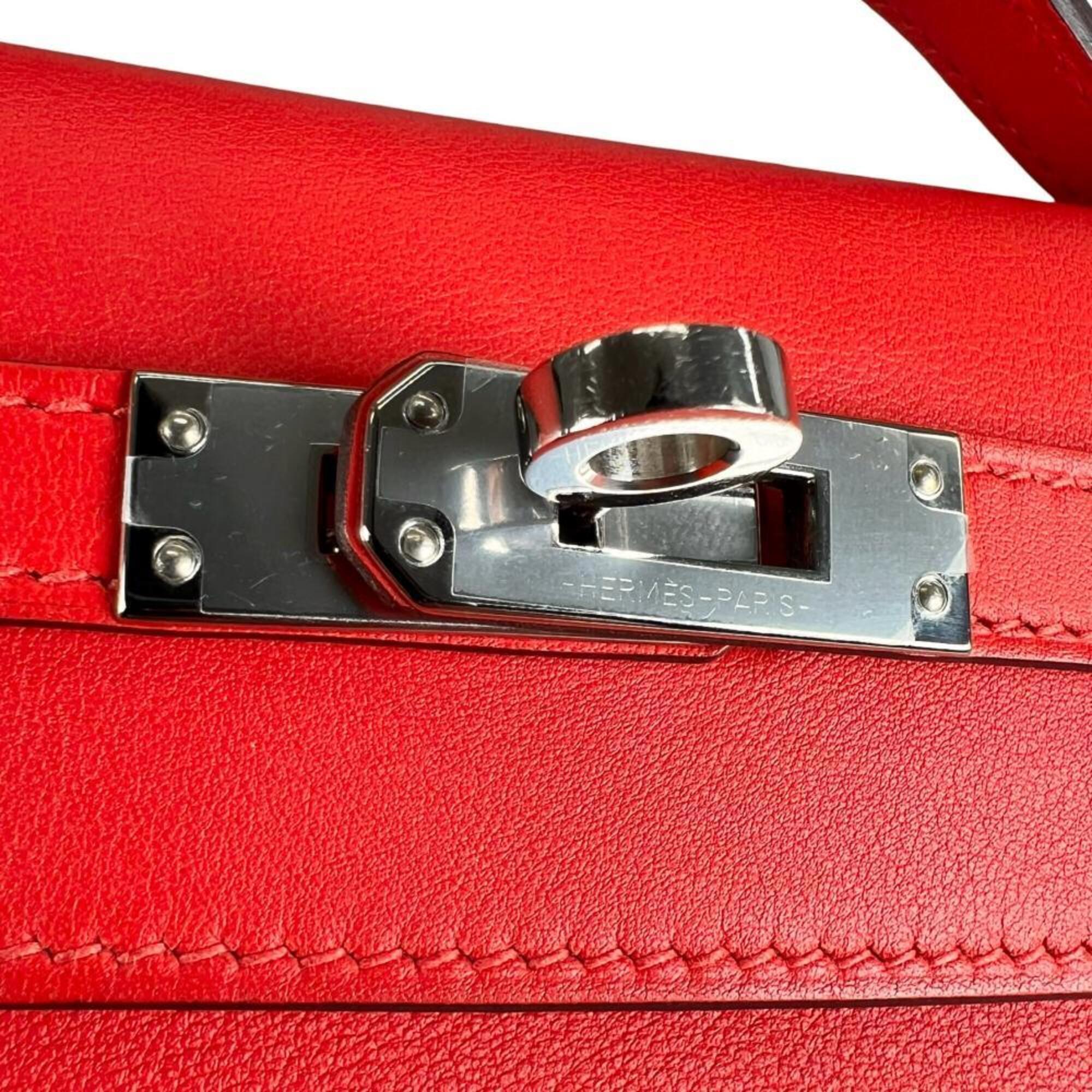Hermes Red Color Swift Leather Clutch Bag Handbag (Pre-Owned)