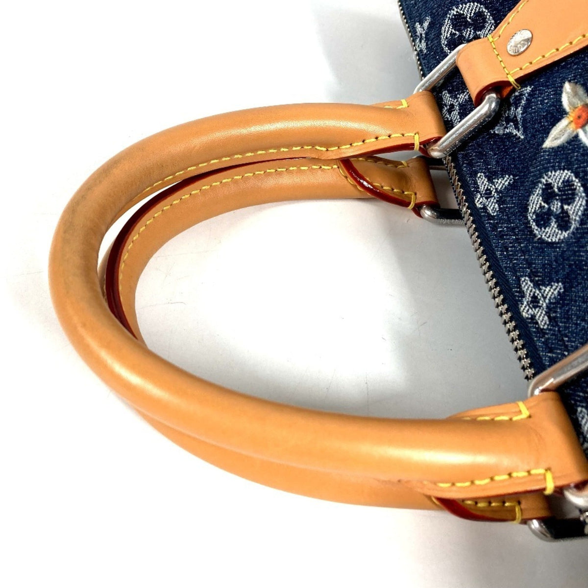 Louis Vuitton Blue Monogram Denim Boston Bag Handbag Tote Bag (Pre-Owned)