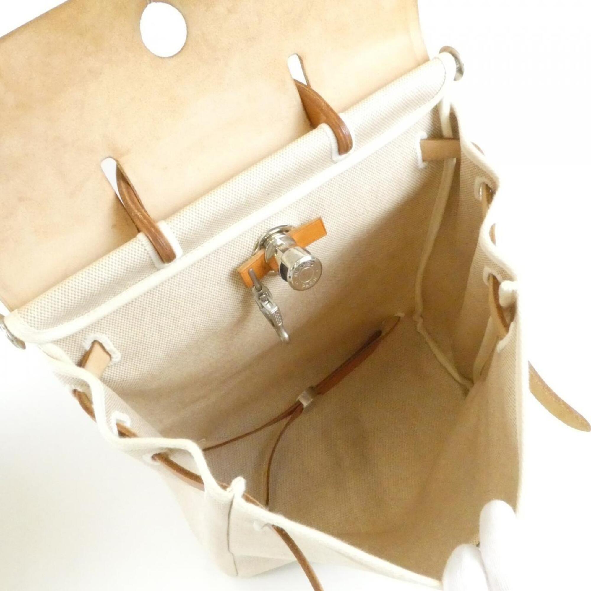 Hermes Her Bag Natural Toile H Backpack (Pre-Owned)