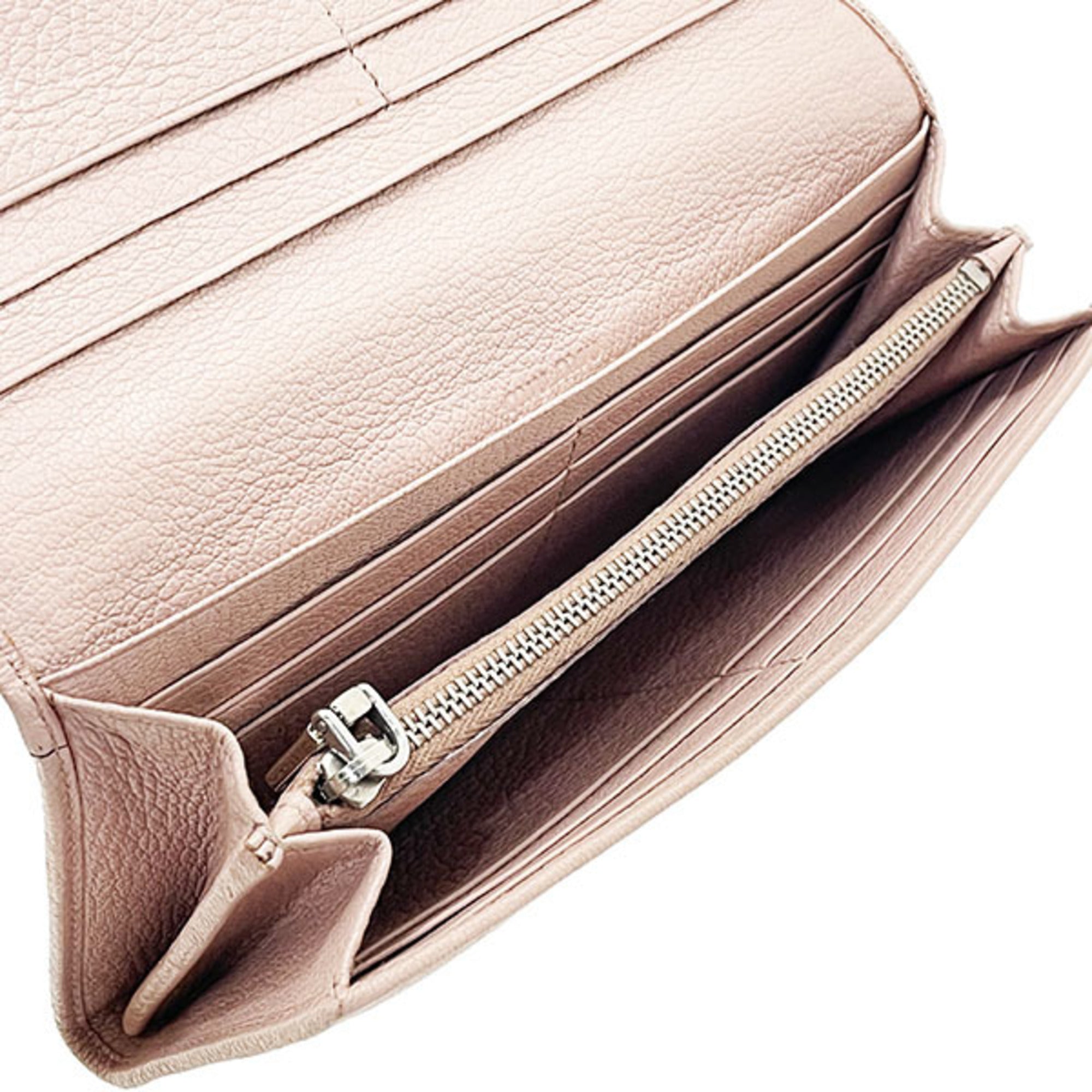 Miu Miu Beige Pink Pink Leather Long Wallet (Bi-Fold) (Pre-Owned)