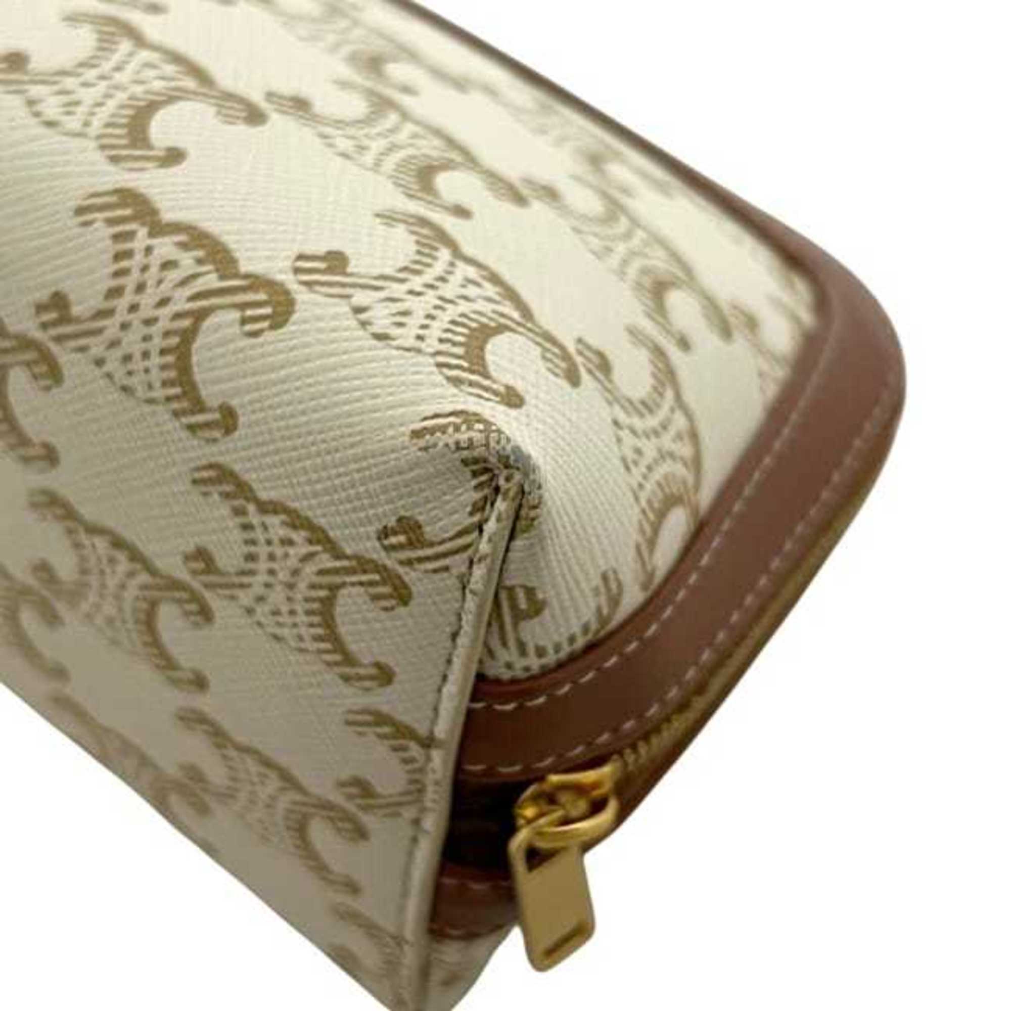 Celine Brown White Pvc Leather Pouch (Pre-Owned)