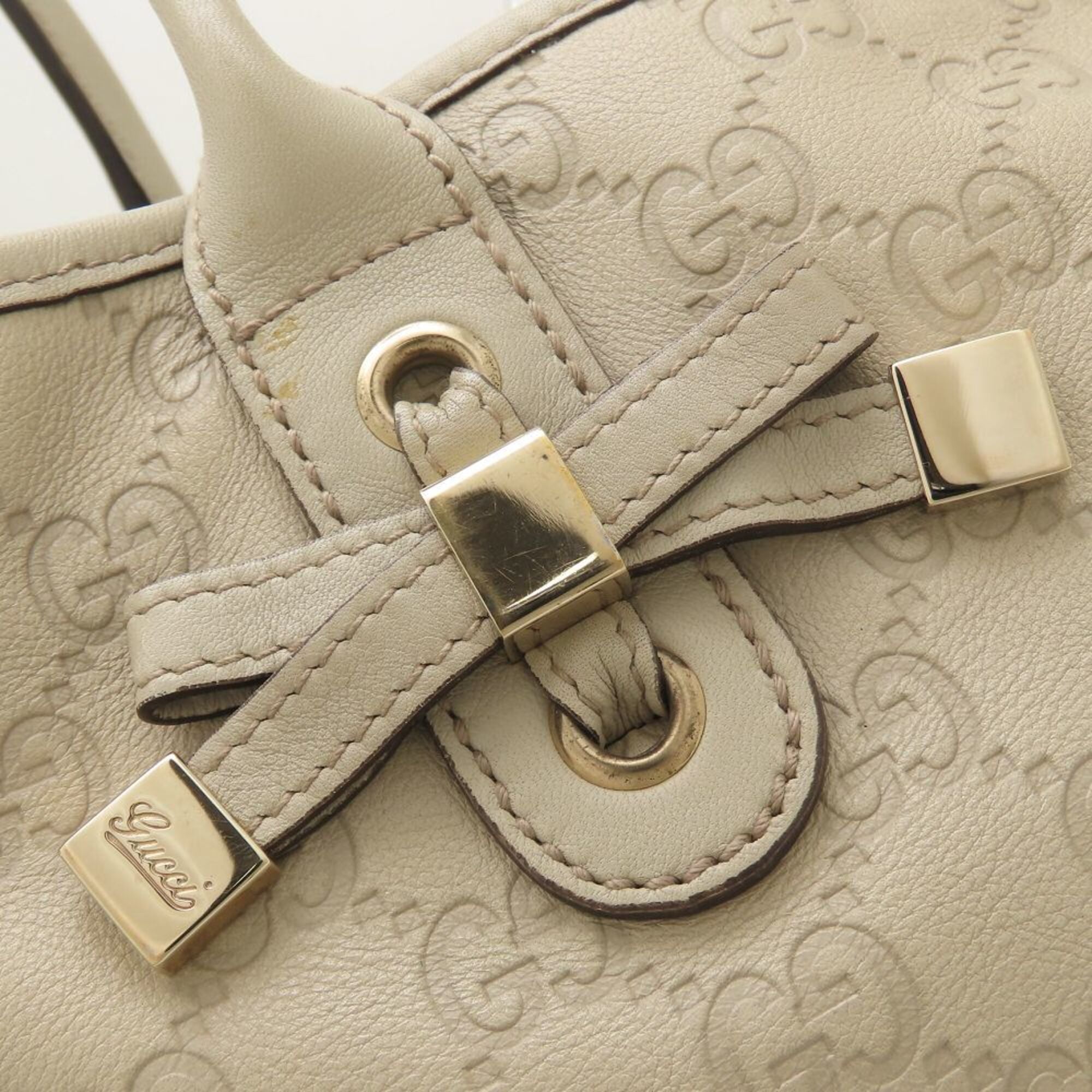 Gucci Ivory Leather Tote Bag (Pre-Owned)
