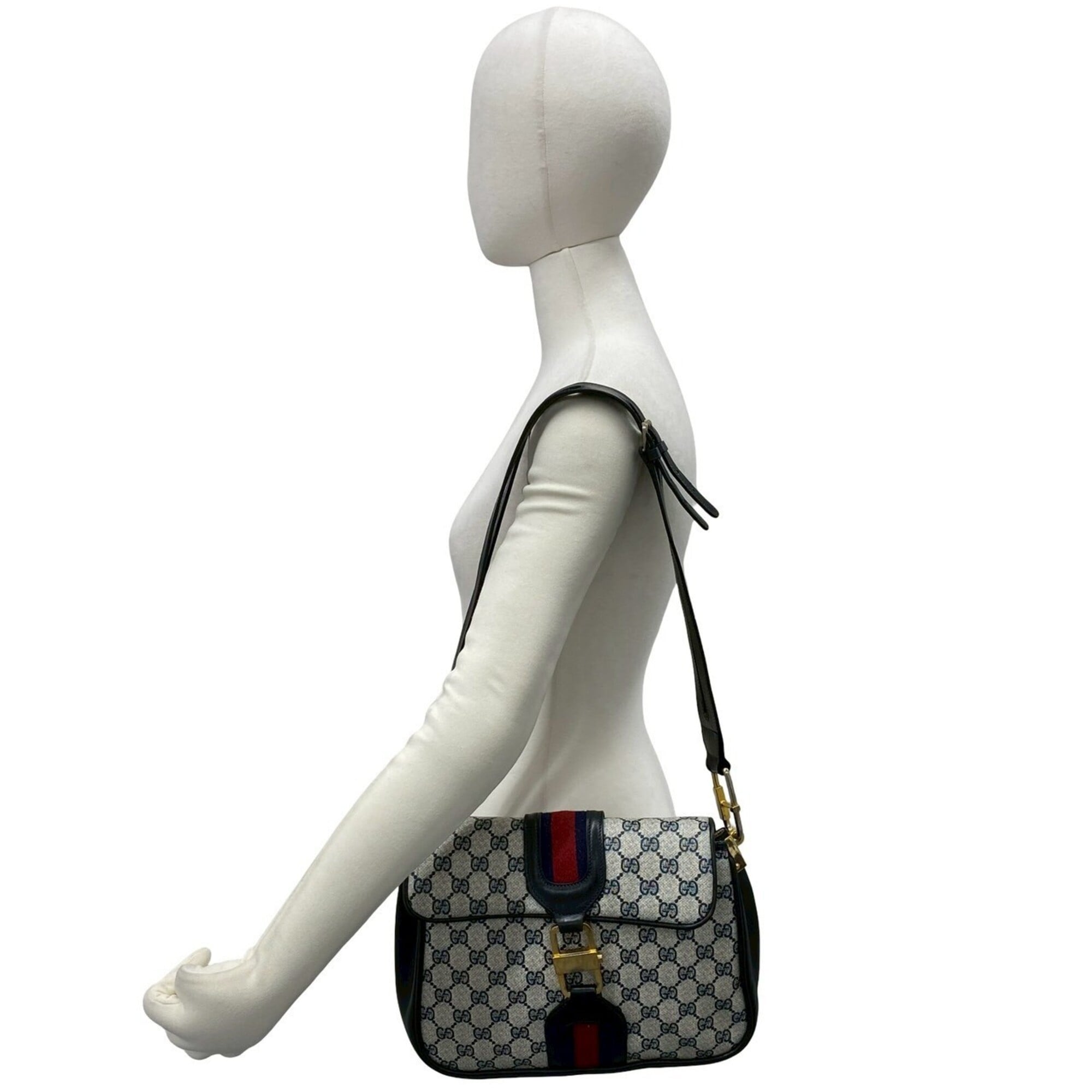 Gucci Navy Red Color Leather Pvc Pochette Shoulder Bag (Pre-Owned)