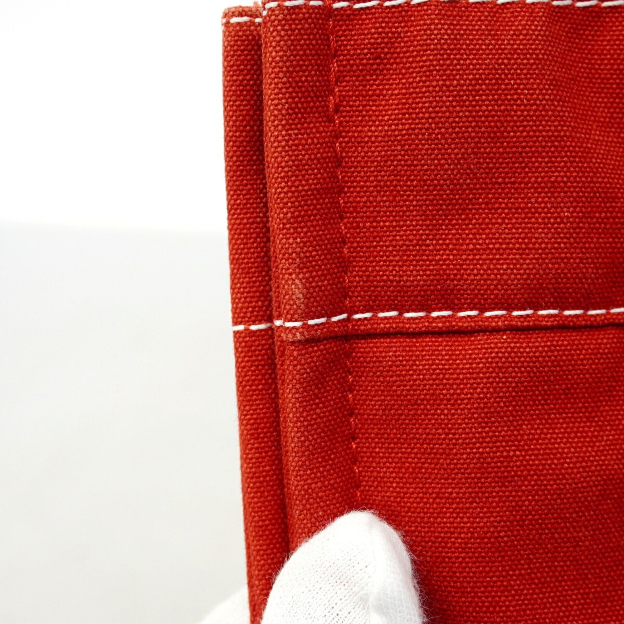 Hermes Red Color Canvas Tote Bag (Pre-Owned)