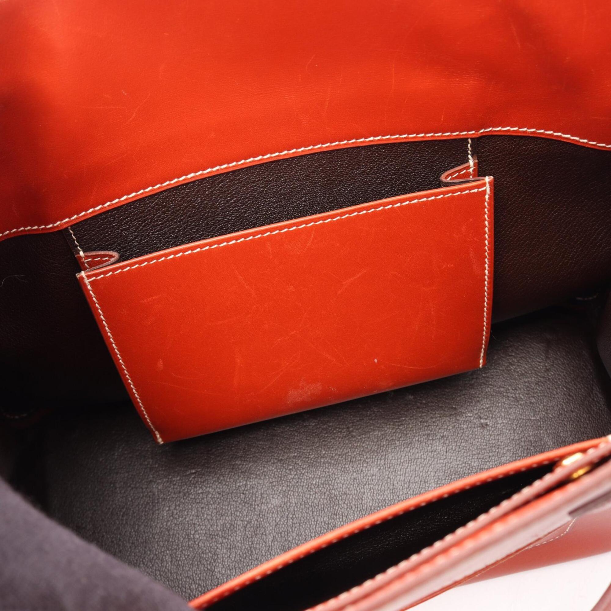 Hermes Brown Box Calf Leather Handbag Tote Bag (Pre-Owned)