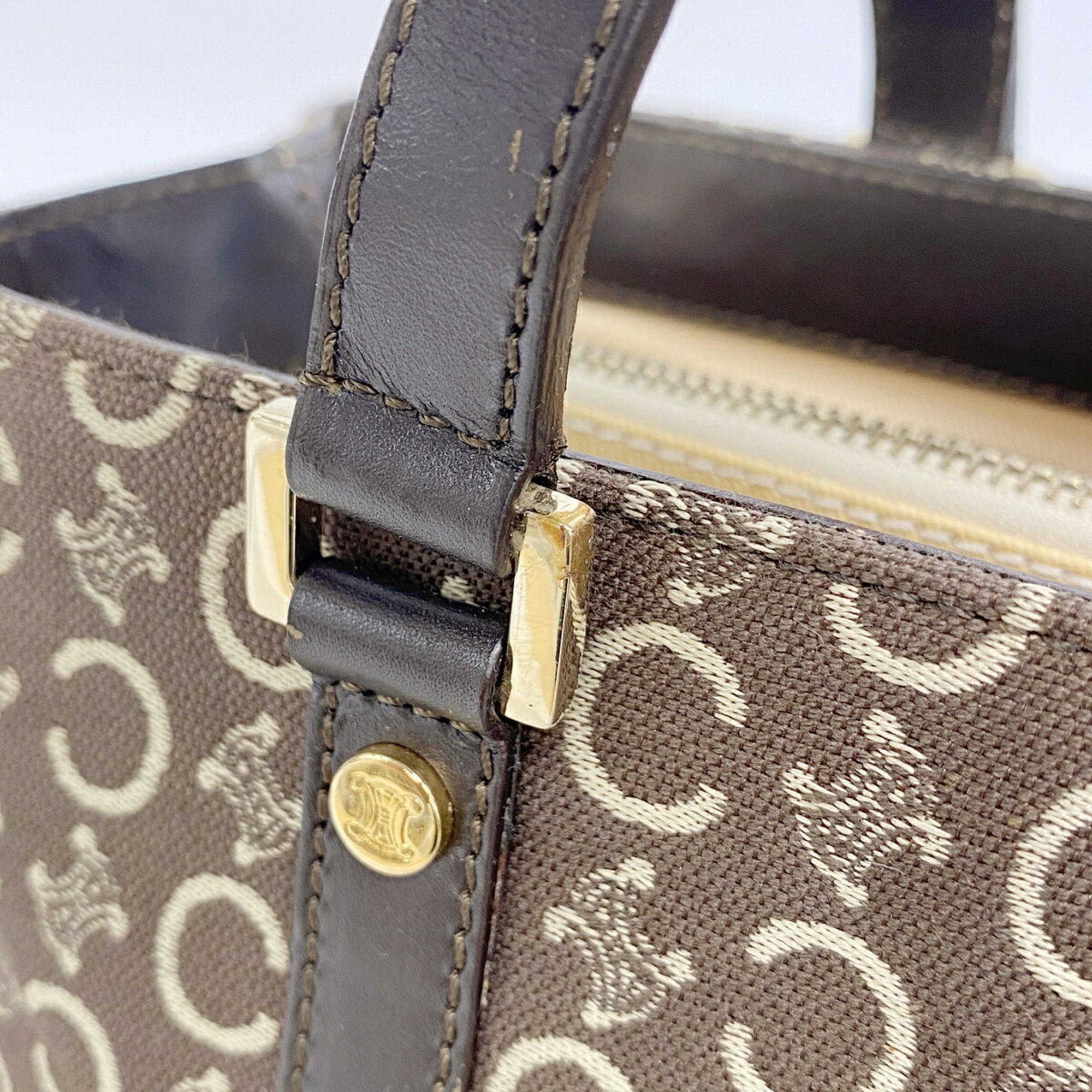 Celine Brown Canvas Handbag (Pre-Owned)