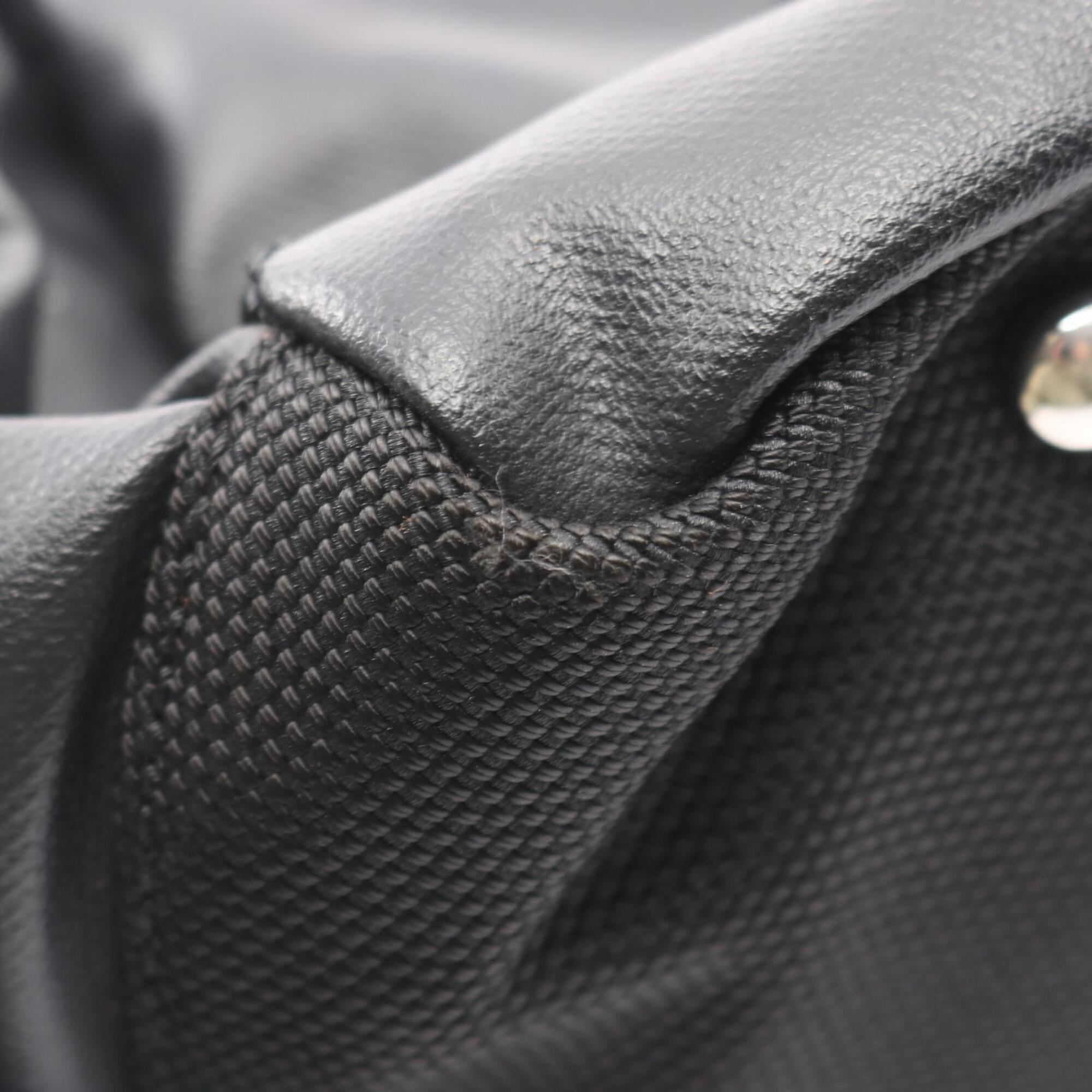 Chanel Black Coated Canvas Leather Handbag Tote Bag (Pre-Owned)