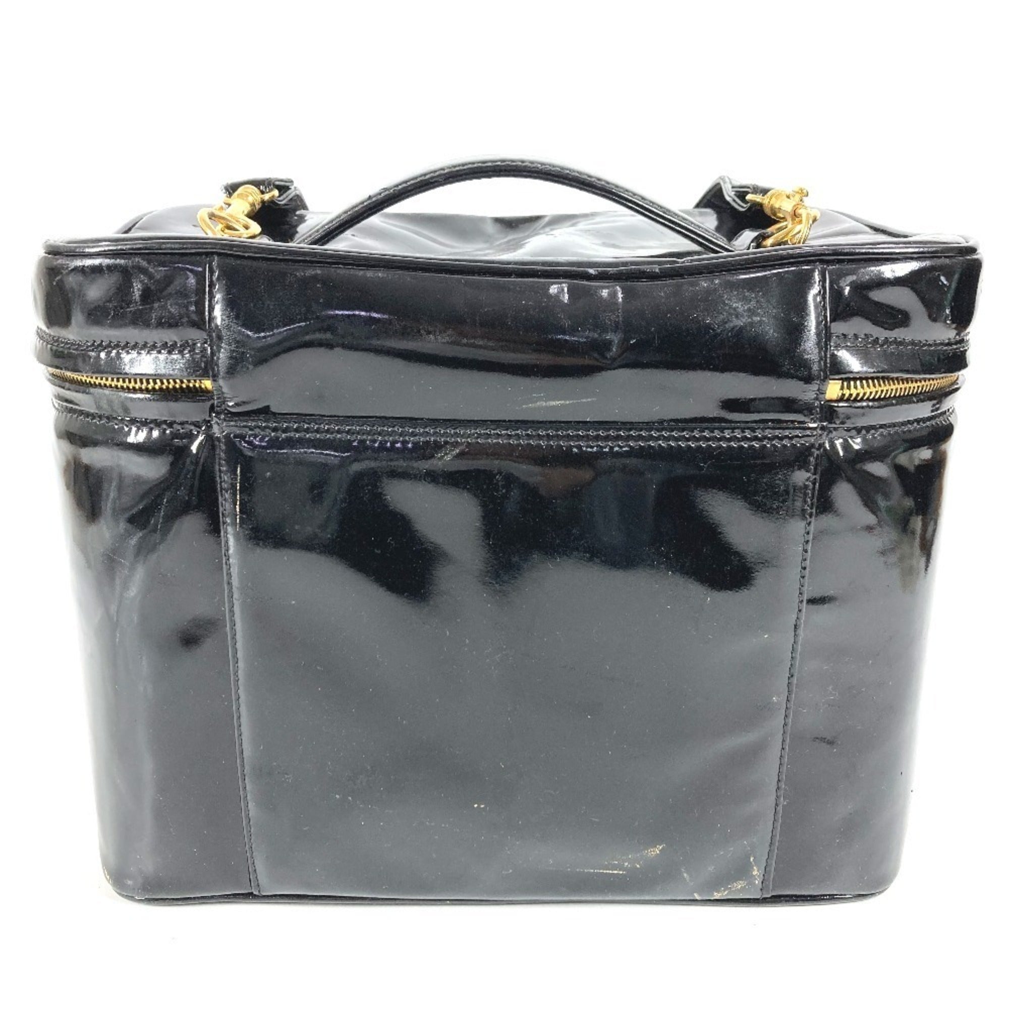 Chanel Black Patent Leather Handbag Shoulder Bag Vanity Bag (Pre-Owned)