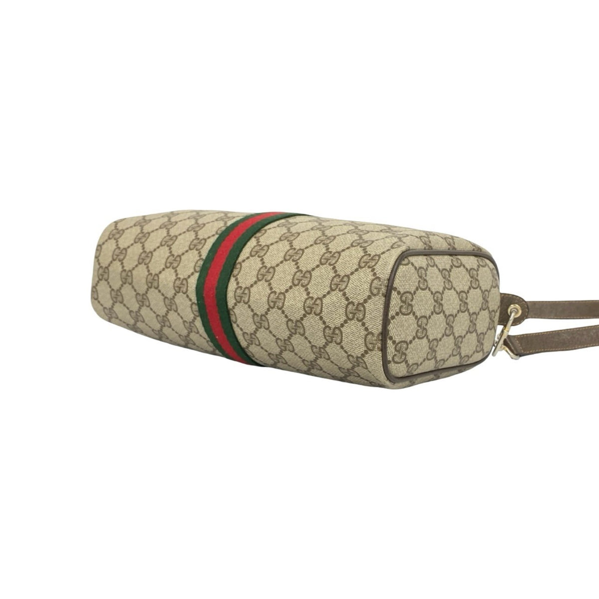 Gucci Brown Green Red Color Leather Pochette Shoulder Bag (Pre-Owned)