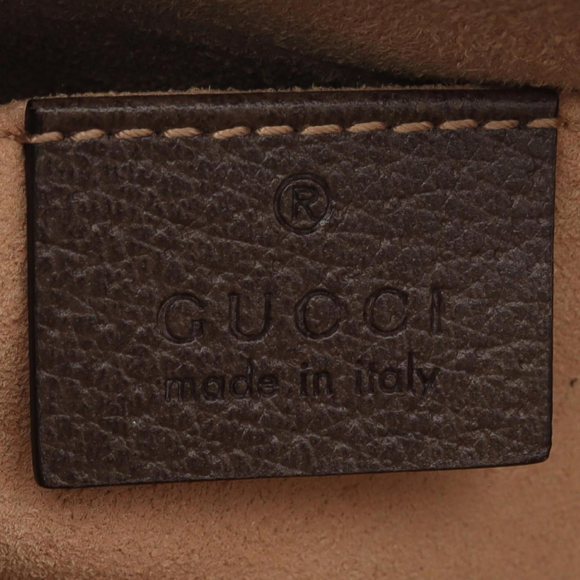 Gucci Beige Brown Coated Canvas Leather Handbag Tote Bag (Pre-Owned)