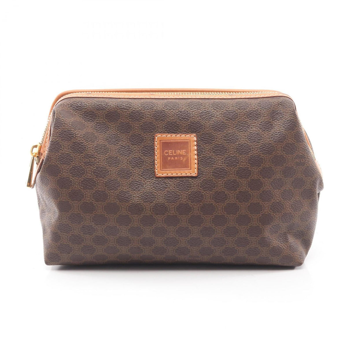Celine Brown Leather Pvc Pouch (Pre-Owned)