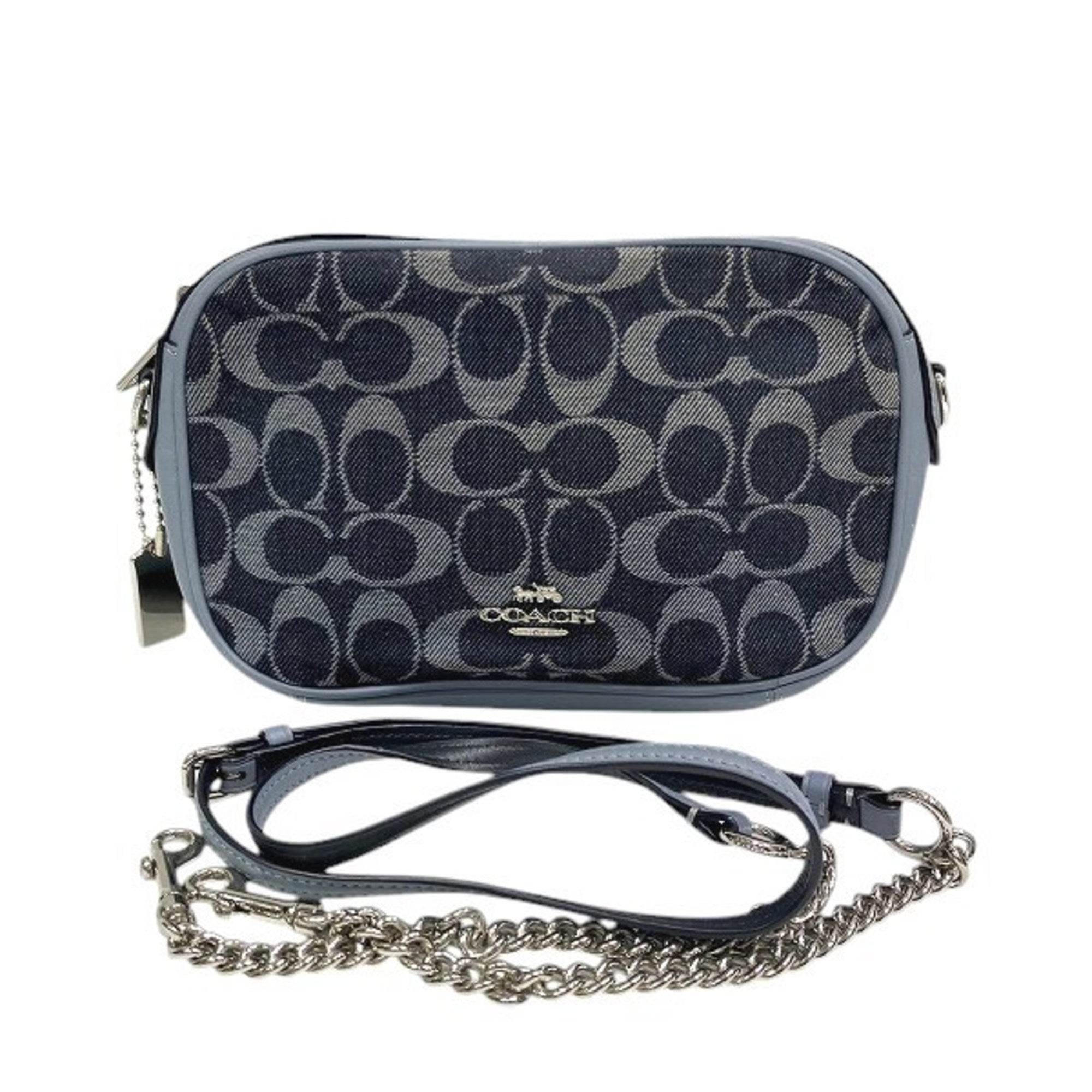 Coach Blue Canvas Leather Shoulder Bag (Pre-Owned)