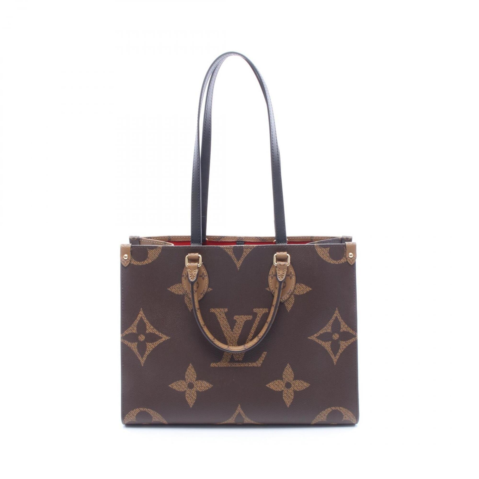 Louis Vuitton Beige Brown Monogram Coated Canvas Leather Handbag Tote Bag (Pre-Owned)