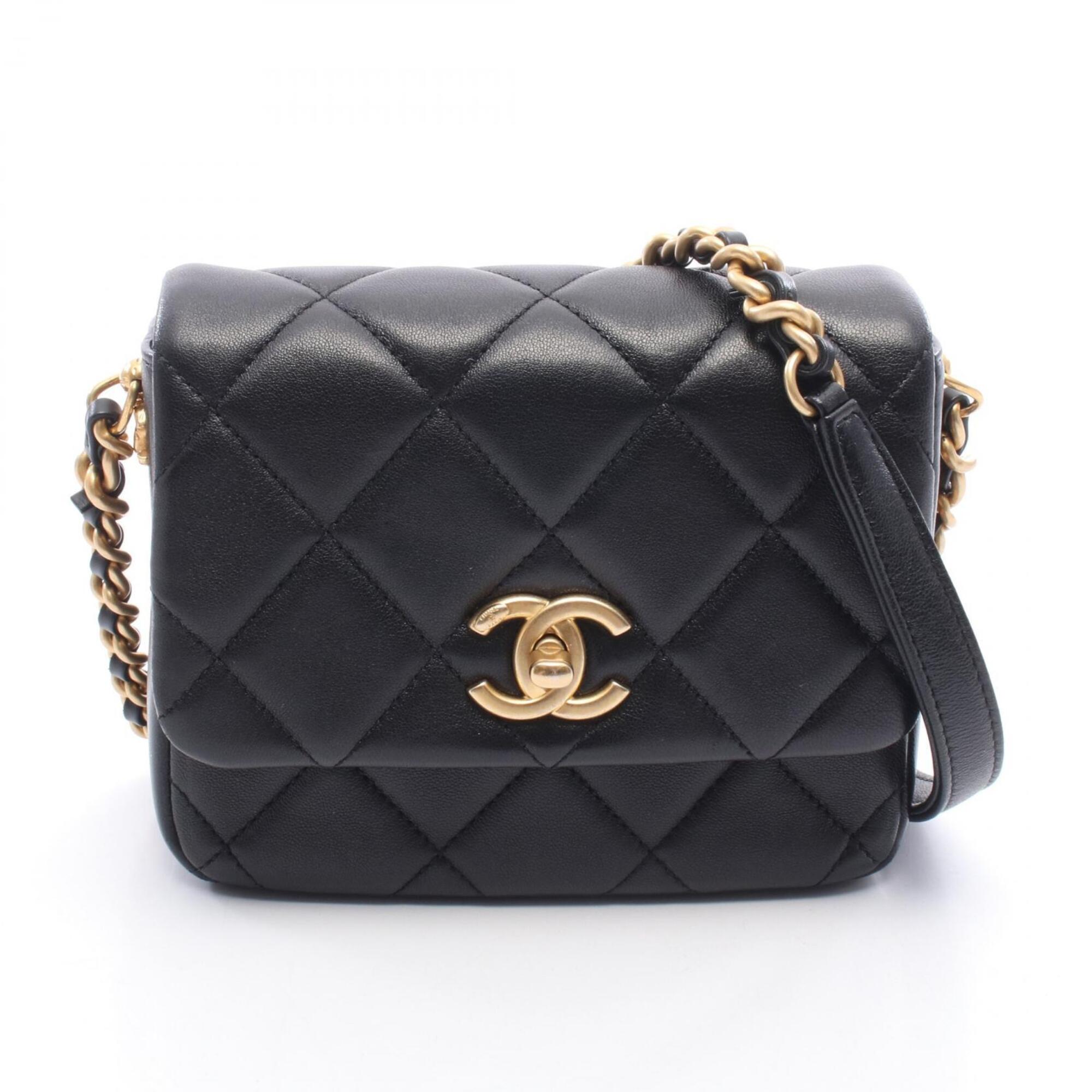 Chanel Black Leather Handbag Shoulder Bag (Pre-Owned)