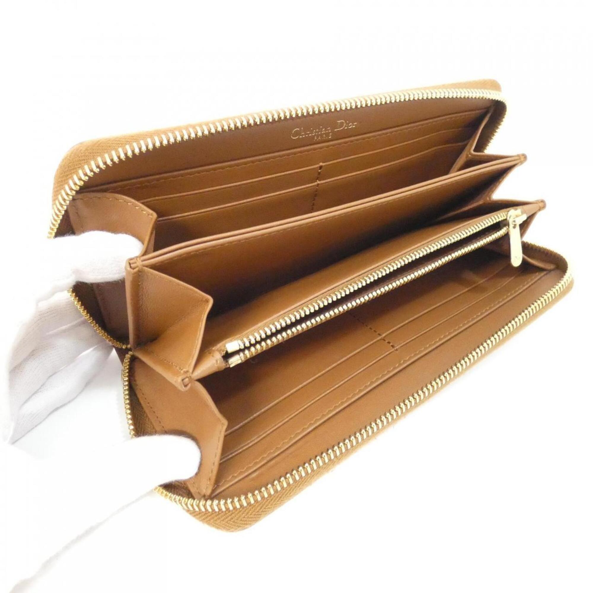 Christian Dior Brown Leather Long Wallet (Bi-Fold) (Pre-Owned)
