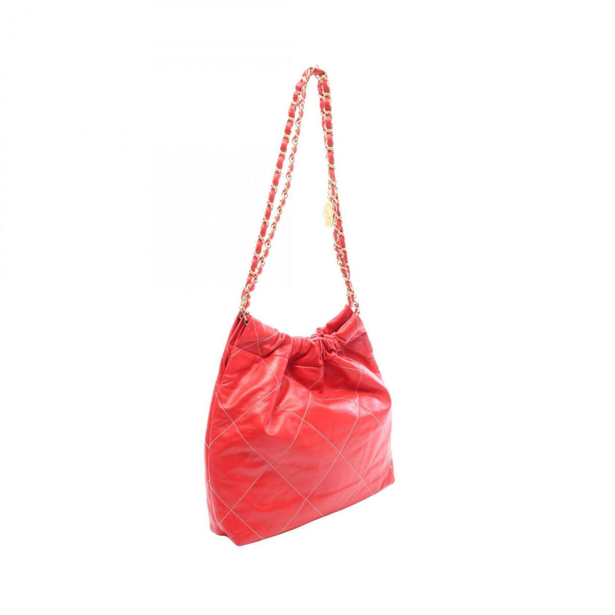 Chanel Red Color Leather Handbag Pouch Shoulder Bag (Pre-Owned)