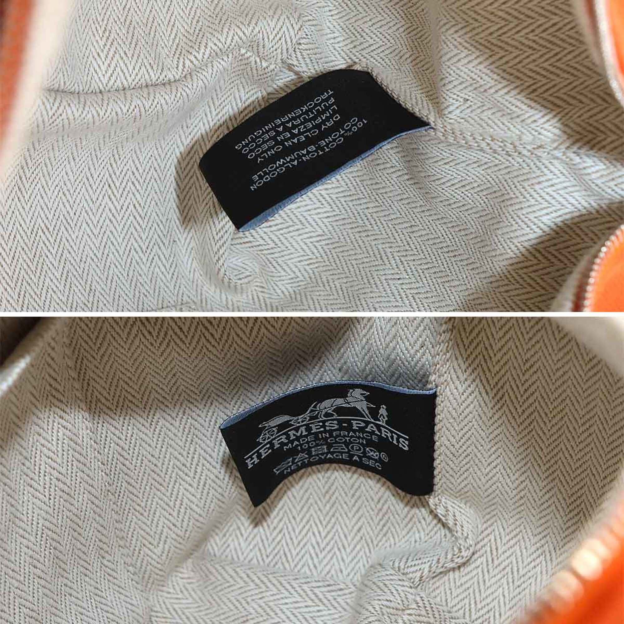 Hermes Feu Orange Rouge H Toile H Handbag Pouch (Pre-Owned)