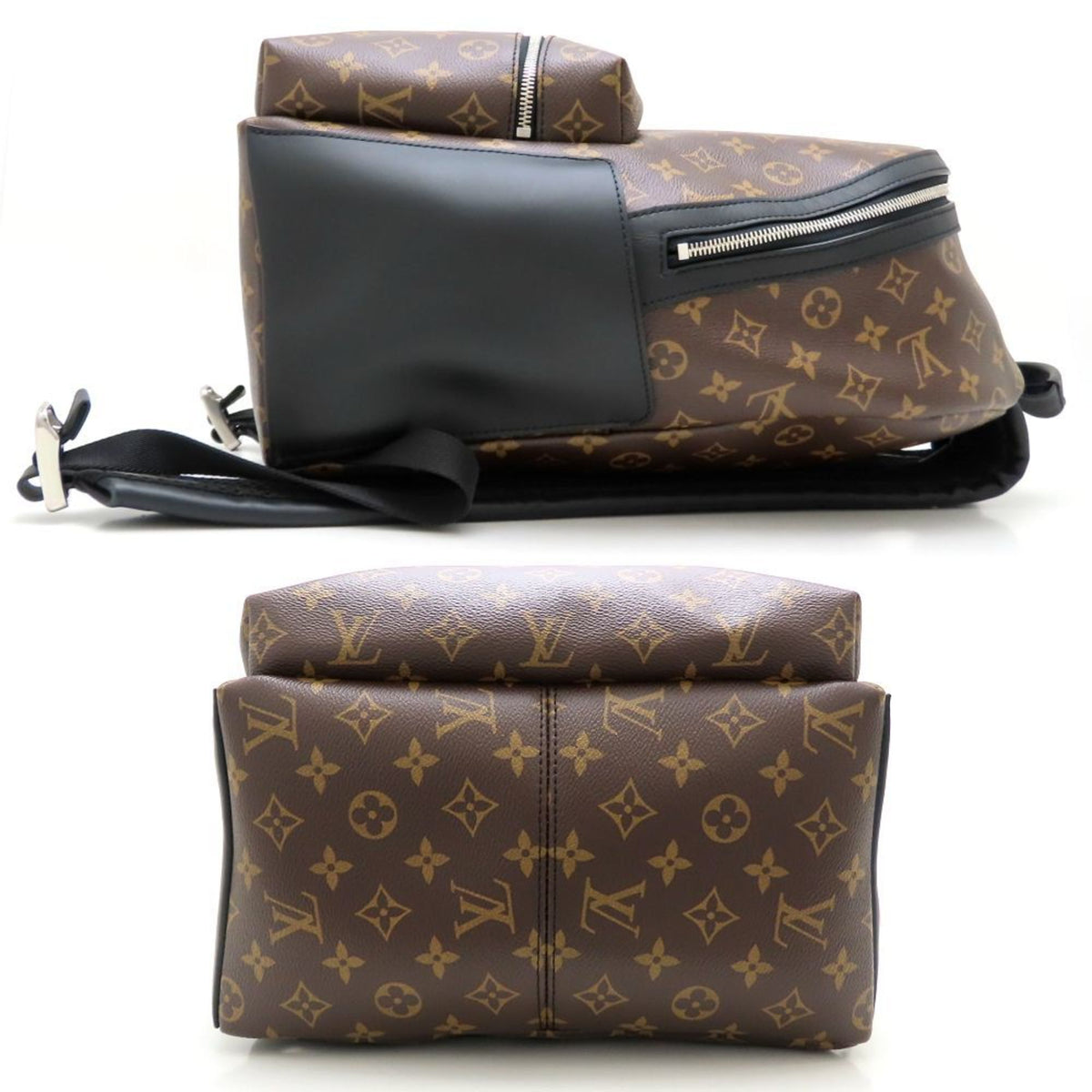 Louis Vuitton Black Brown Canvas Leather Backpack (Pre-Owned)