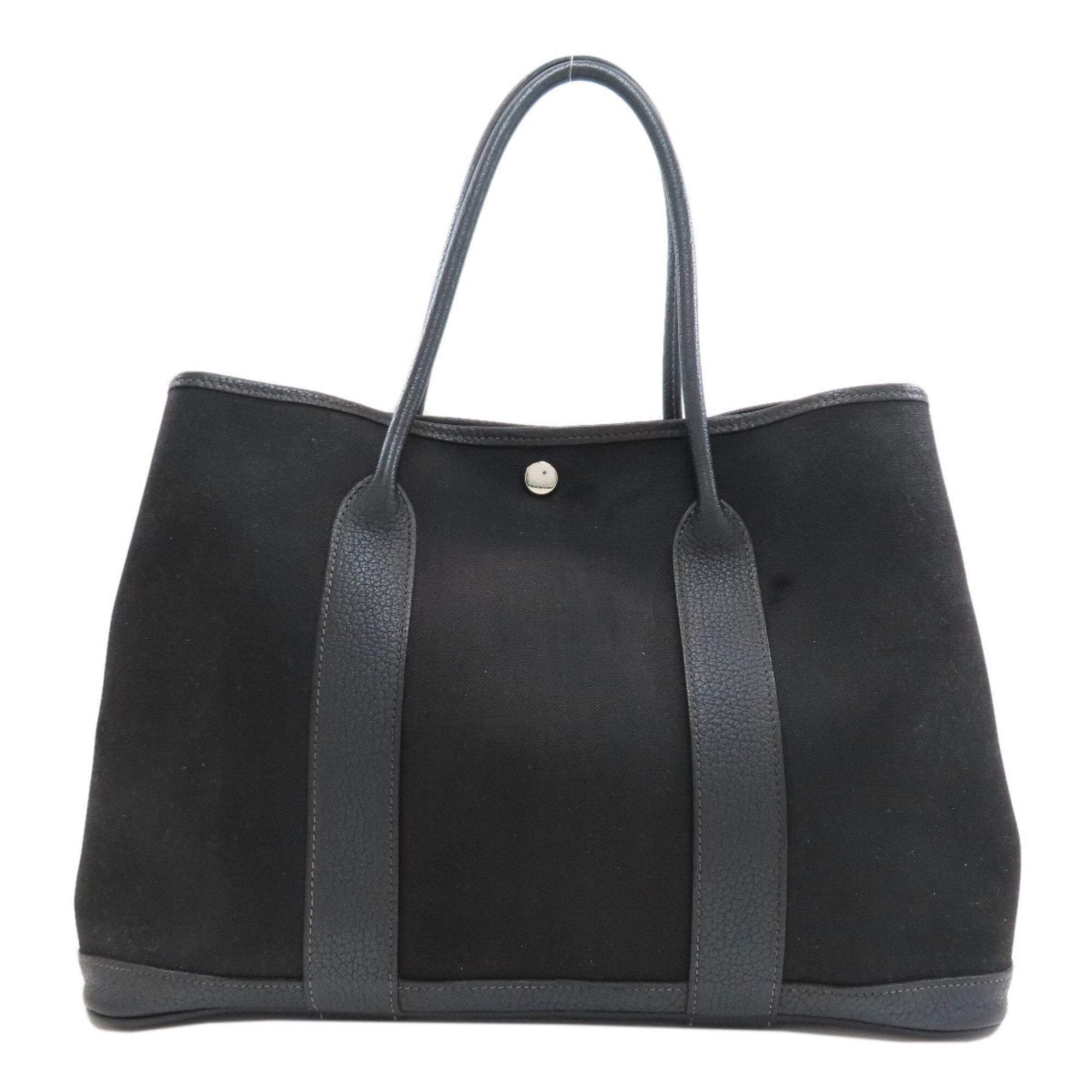 Hermes Black Buffalo Leather Toile Officier Tote Bag (Pre-Owned)