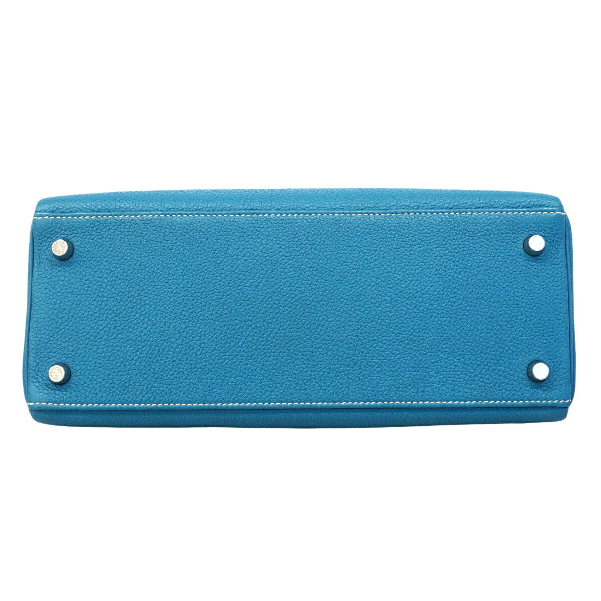 Hermes Blue Jean Togo Leather Handbag (Pre-Owned)