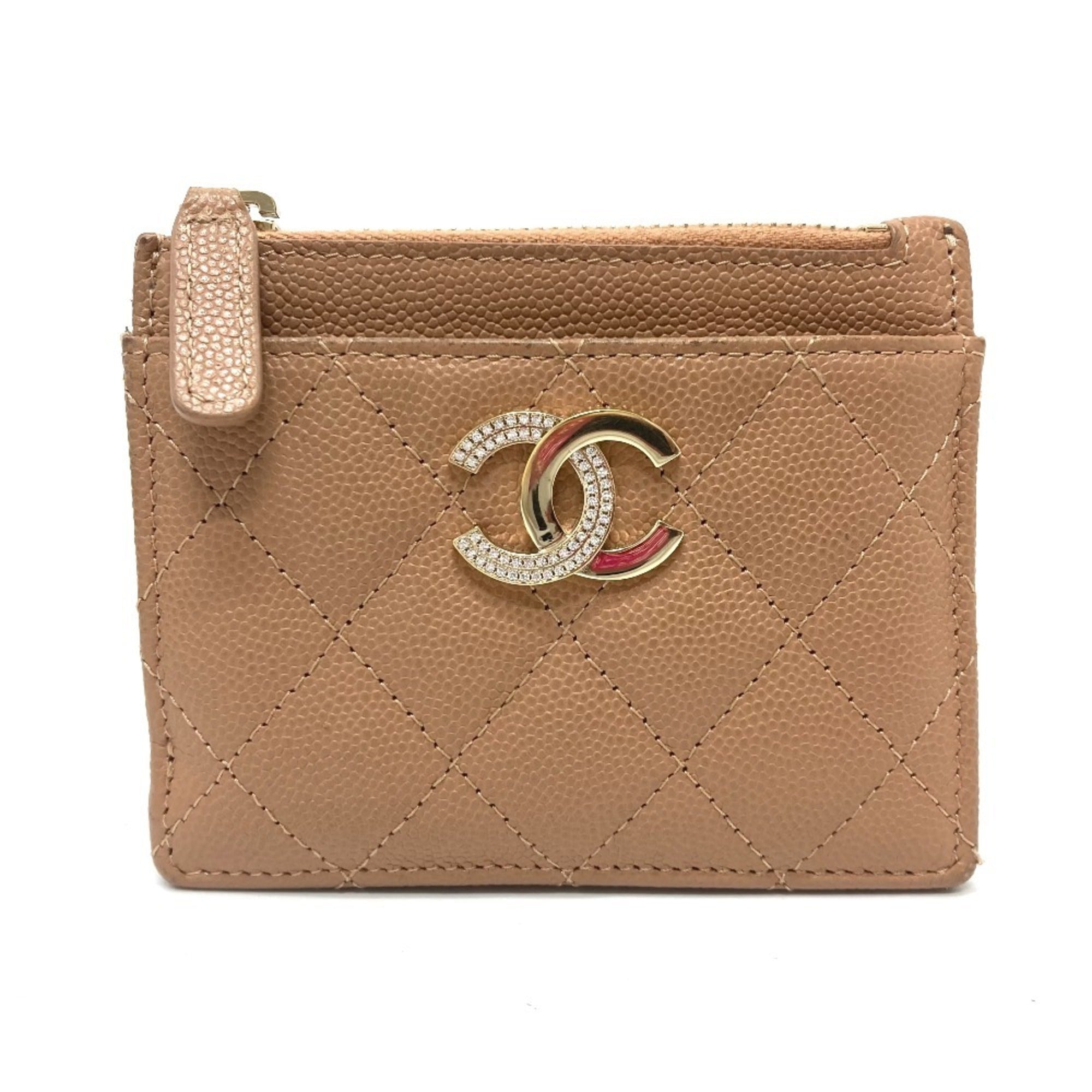 Chanel Beige Grained Calfskin Wallet (Bi-Fold) (Pre-Owned)