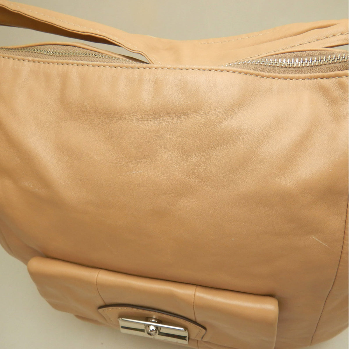 Coach Kristin Beige Leather Shoulder Bag (Pre-Owned)