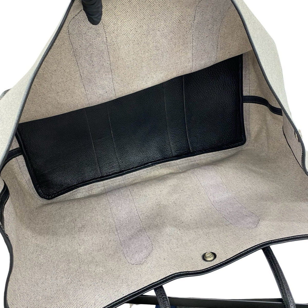Hermes Black Gray Toile H Negonda Leather Handbag (Pre-Owned)