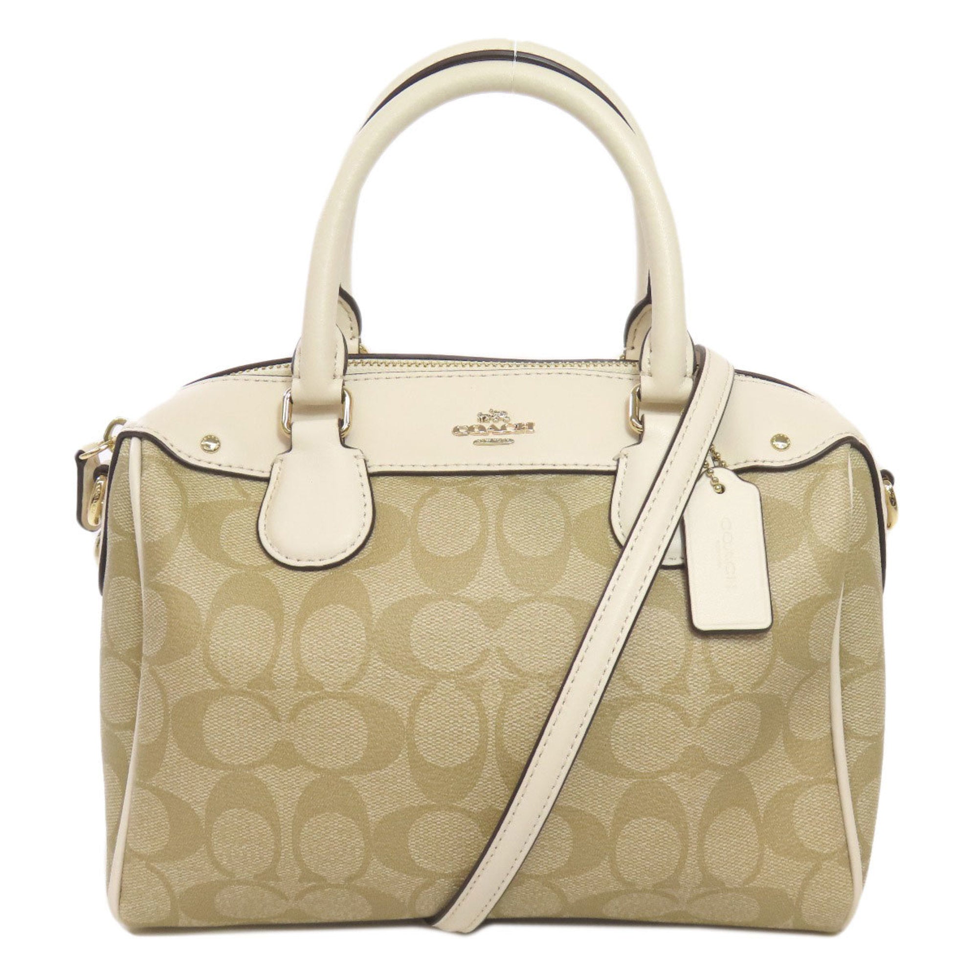 Coach Beige White Pvc Handbag (Pre-Owned)