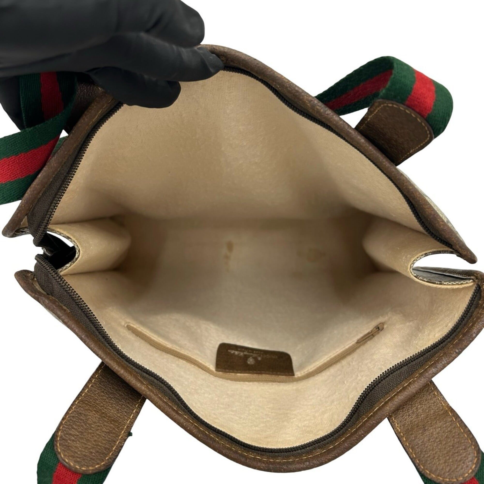 Gucci Brown Green Red Color Pvc Leather Handbag Tote Bag (Pre-Owned)