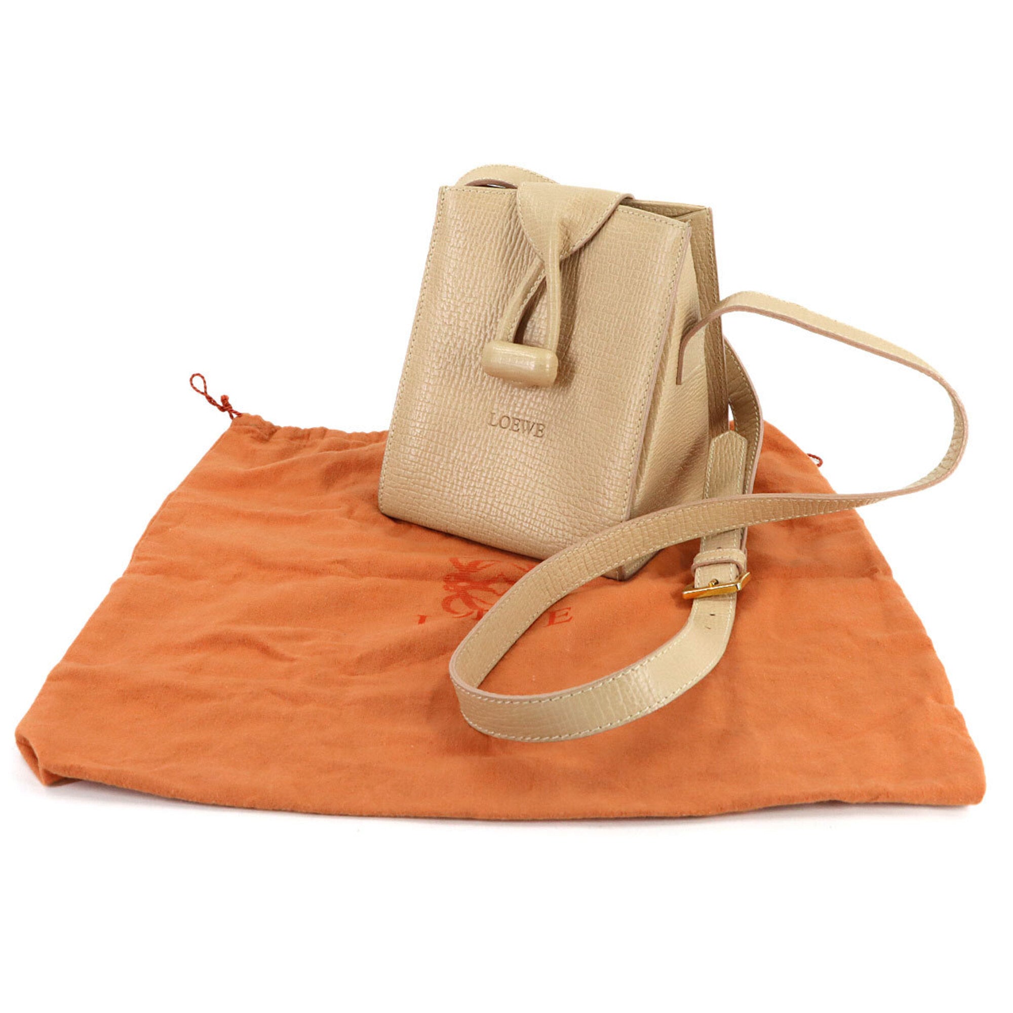 Loewe Beige Leather Handbag Shoulder Bag (Pre-Owned)