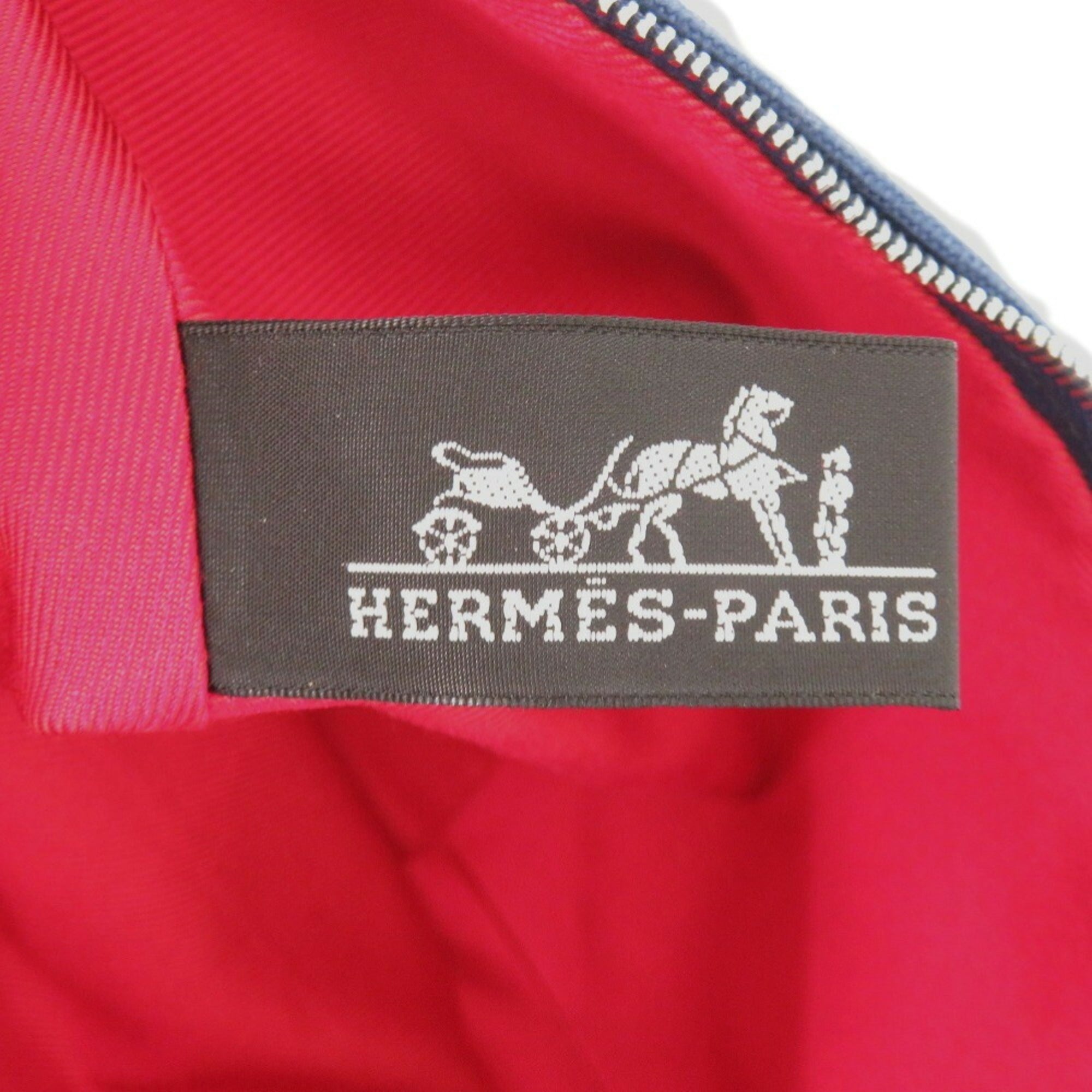 Hermes Black Indigo Blue Red Color Canvas Cotton Pouch (Pre-Owned)