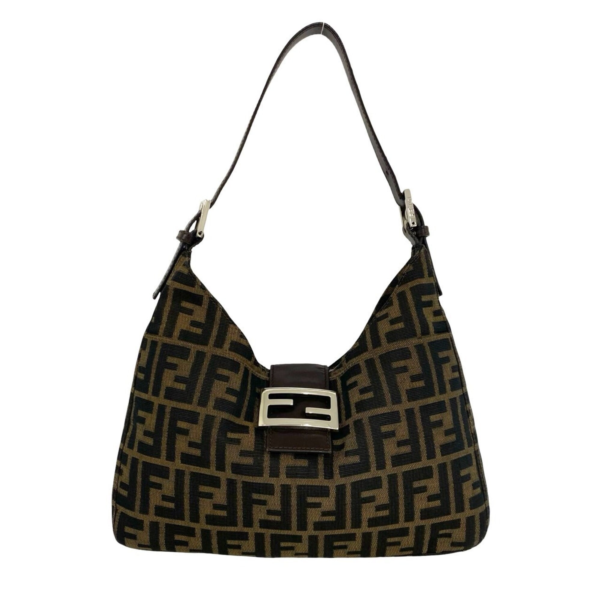 Fendi Brown Canvas Leather Handbag Shoulder Bag (Pre-Owned)