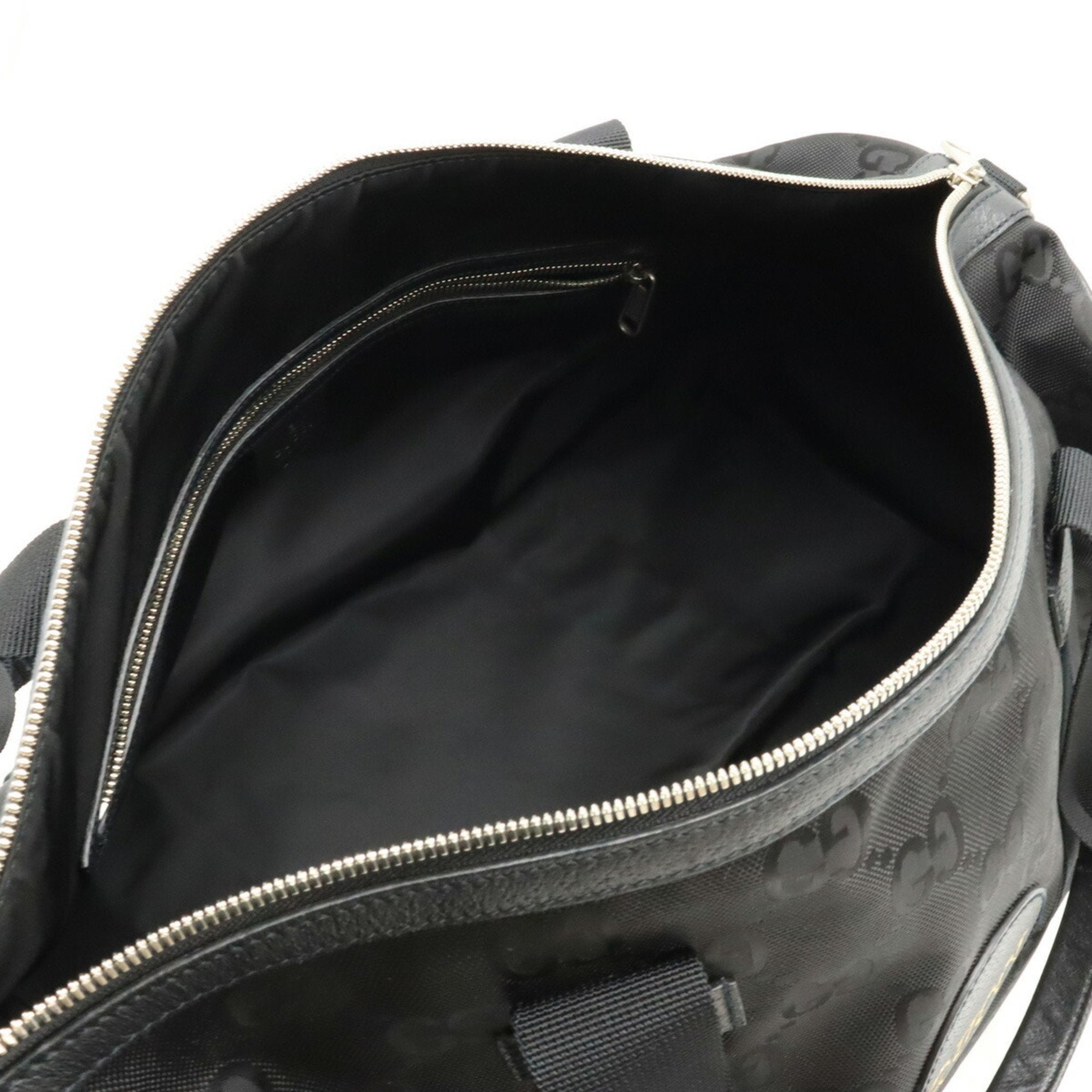 Gucci Black Nylon Canvas Leather Boston Bag Shoulder Bag (Pre-Owned)