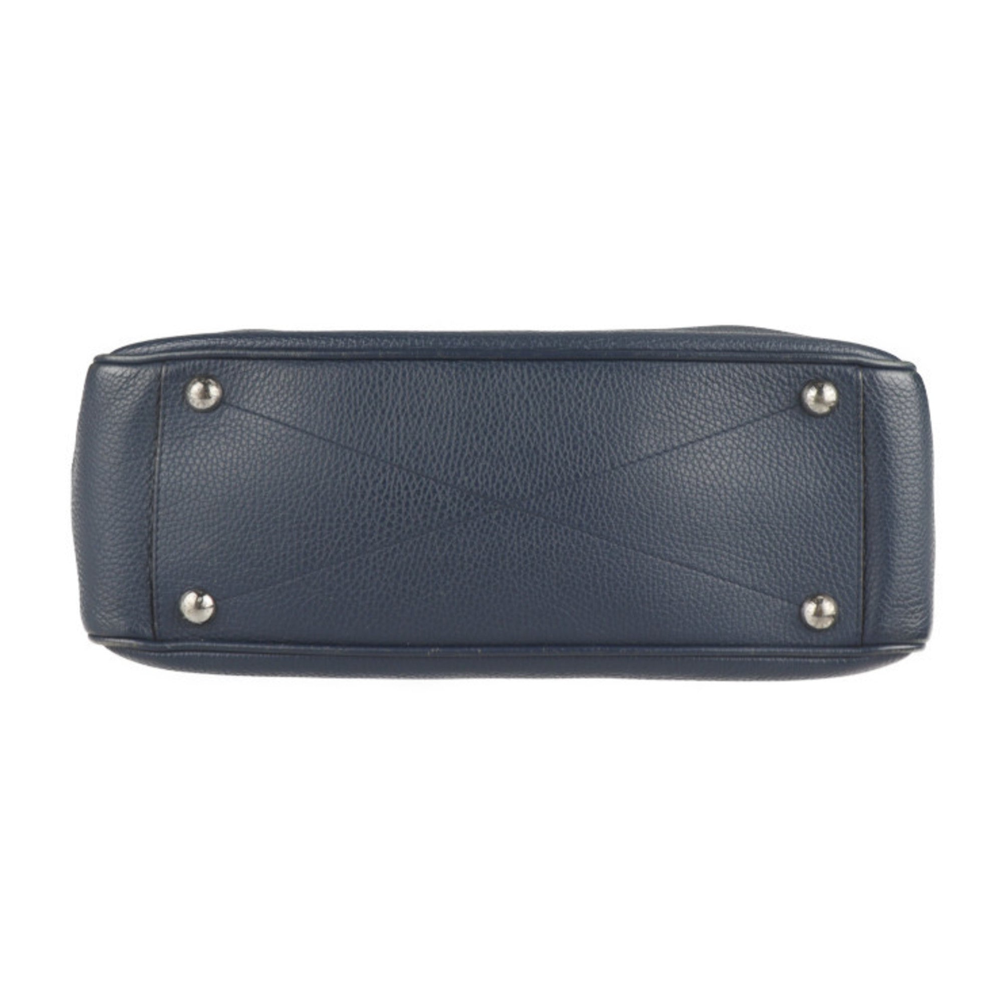 Louis Vuitton Navy Leather Messenger Bag Shoulder Bag (Pre-Owned)