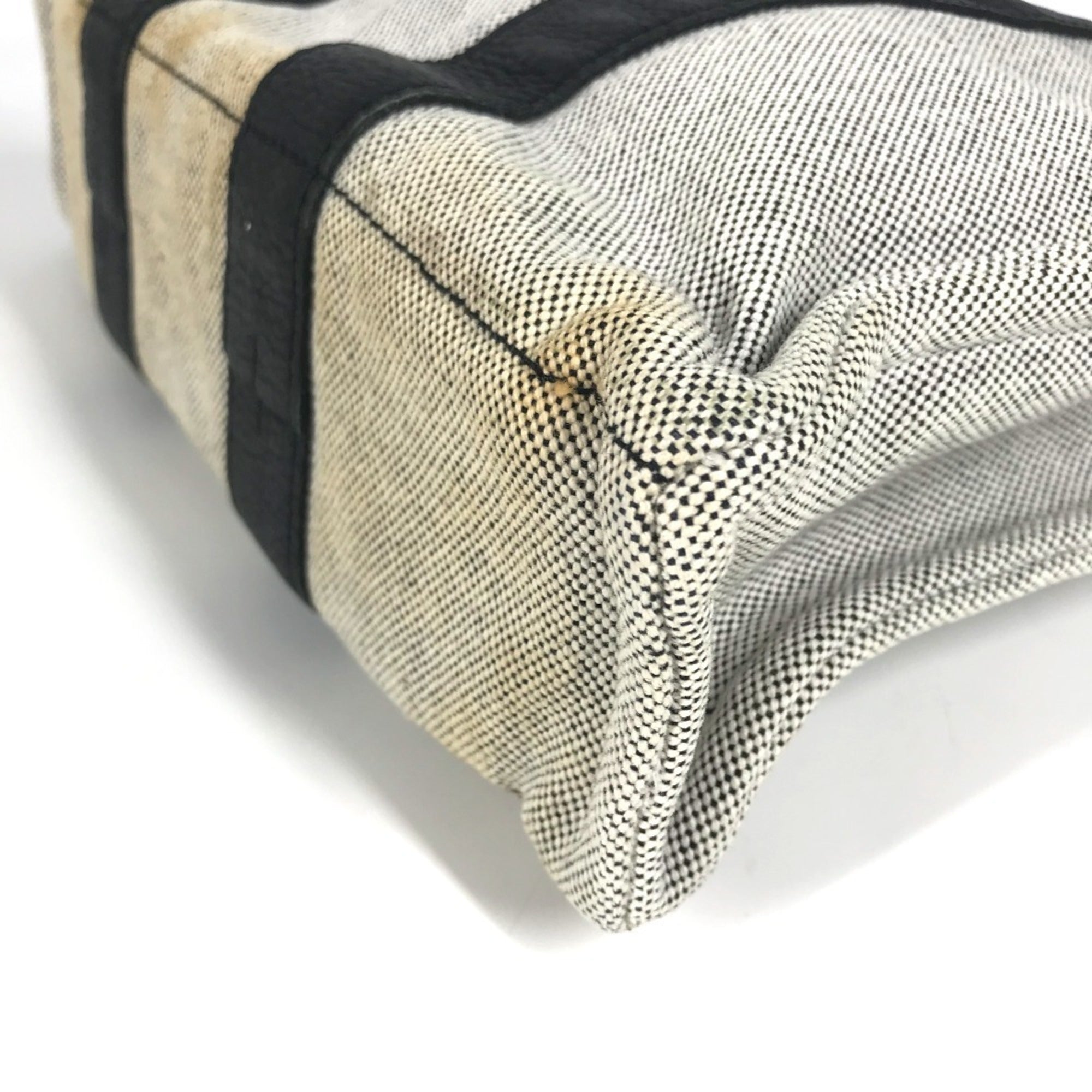 Hermes Black Gray Toile H Leather Handbag Tote Bag (Pre-Owned)