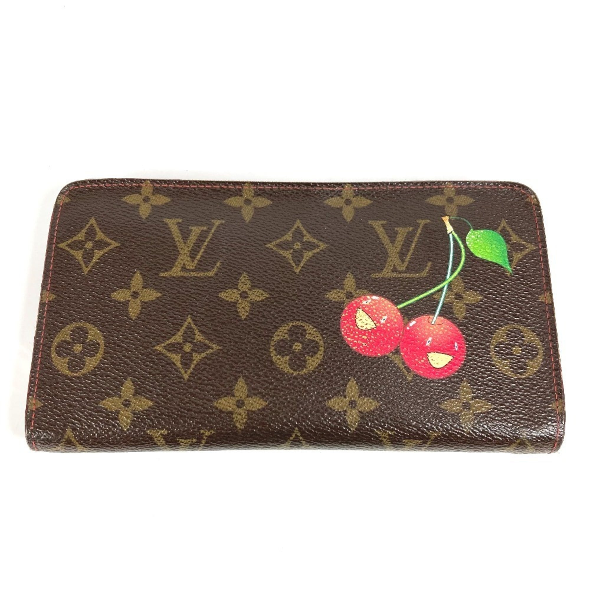 Louis Vuitton Brown Monogram Cherry Red Color Monogram Long Wallet (Bi-Fold) (Pre-Owned)
