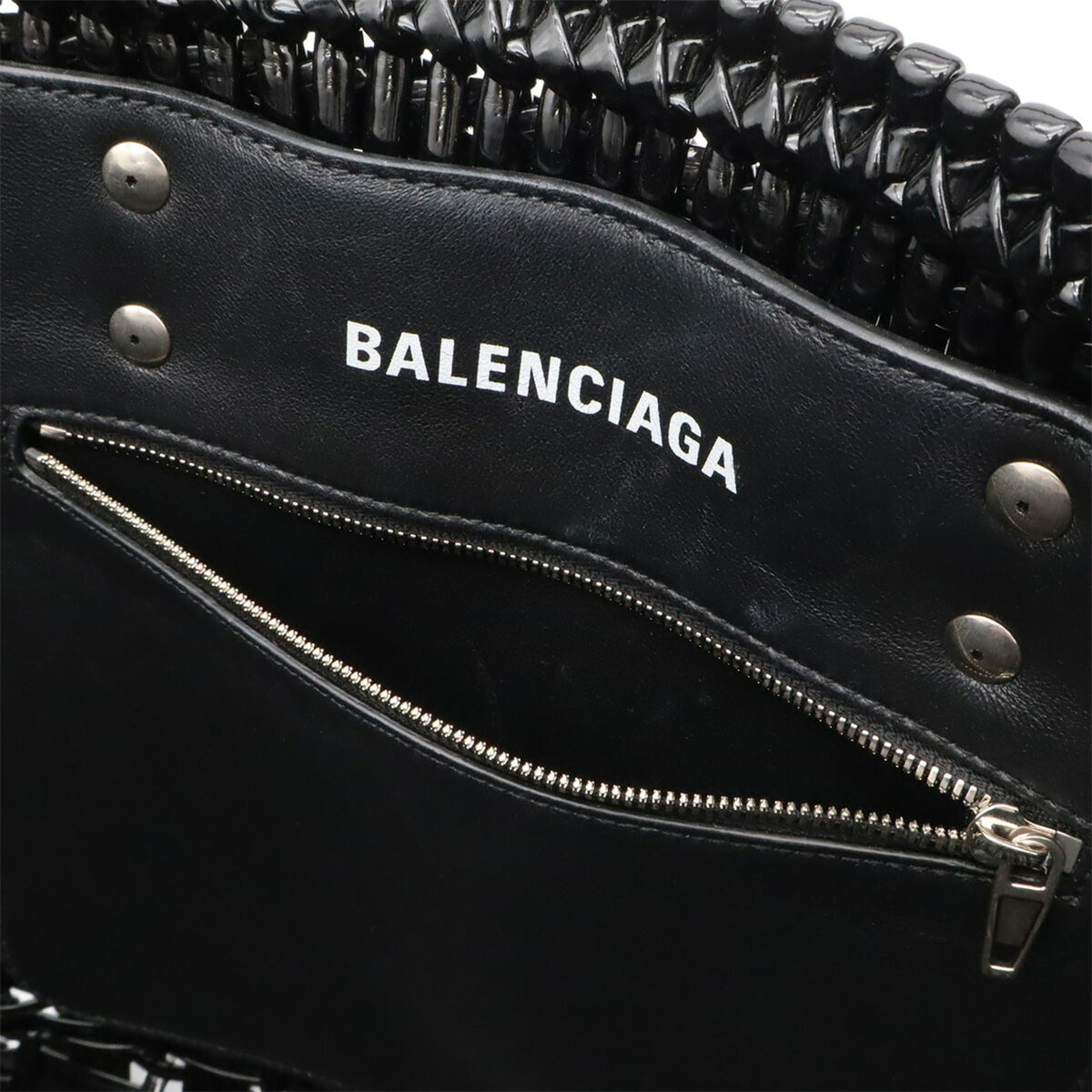 Balenciaga Black Vinyl Basket Handbag Shoulder Bag (Pre-Owned)