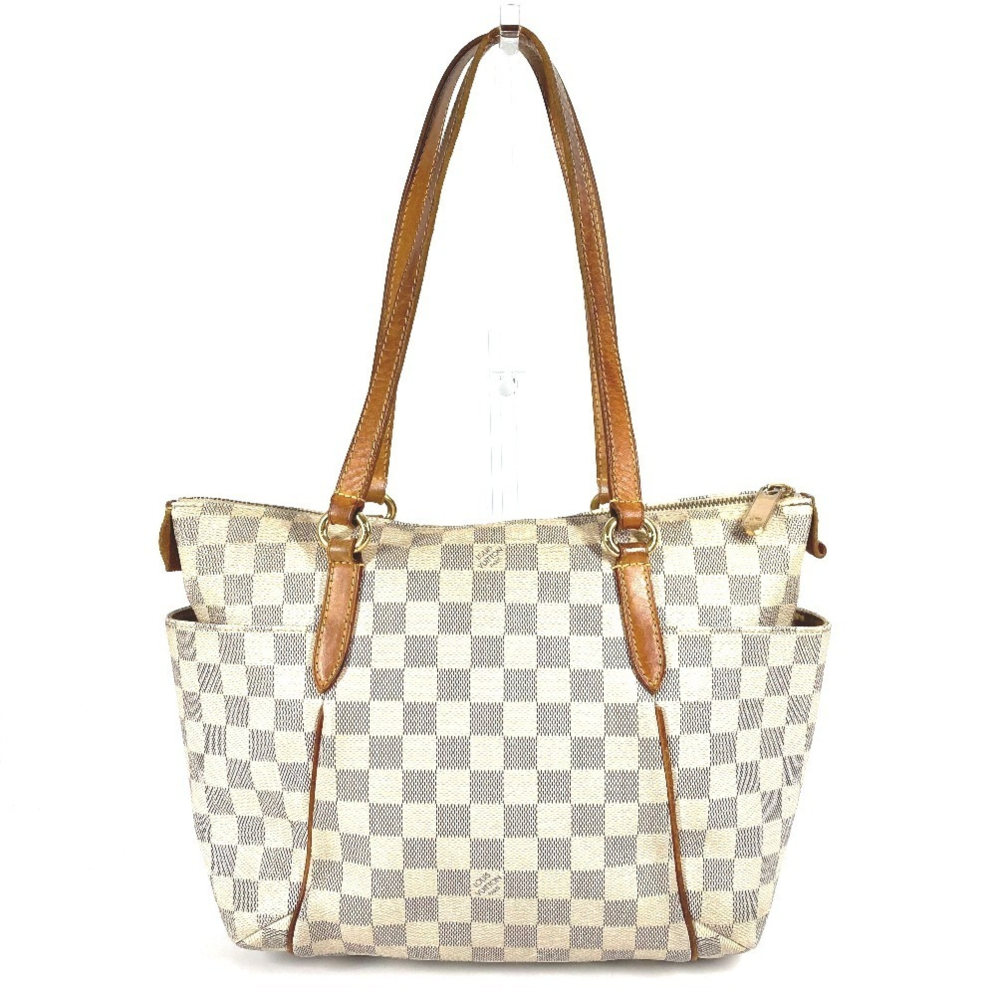 Louis Vuitton Galle White Yellow Damier Azur Shoulder Bag Tote Bag (Pre-Owned)