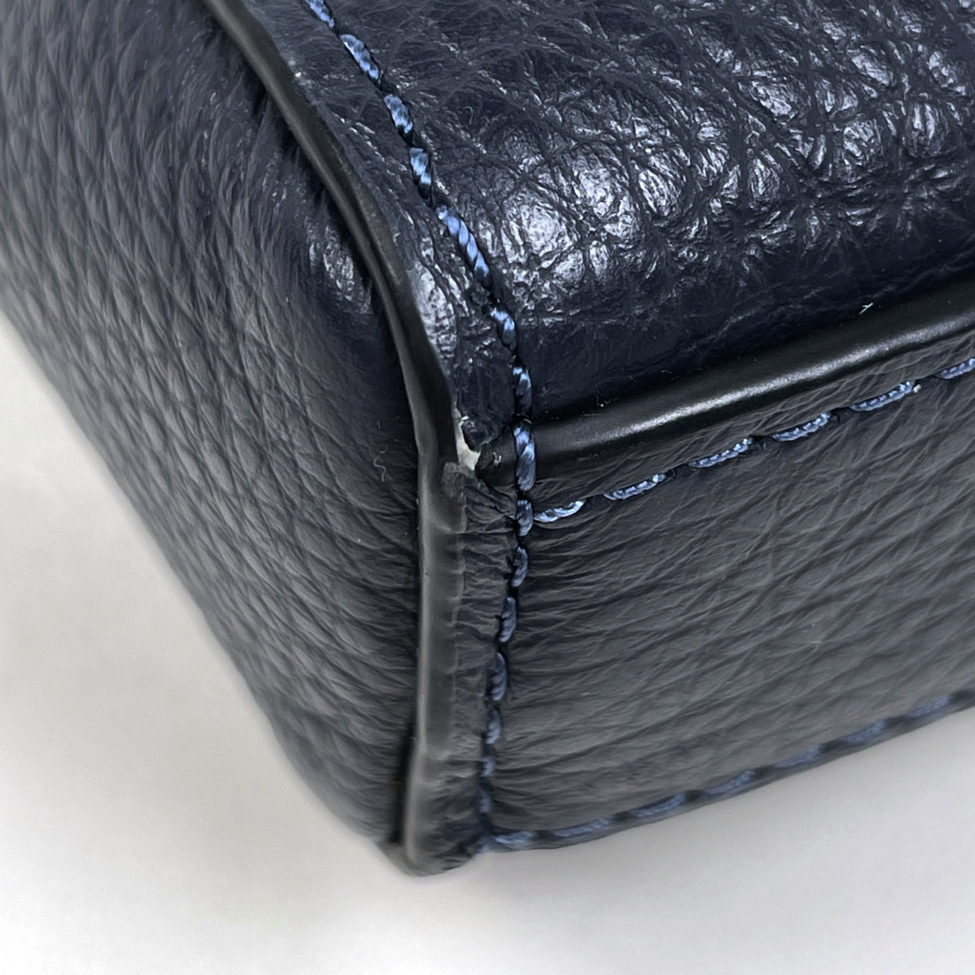 Coach Navy Leather Handbag Pouch Shoulder Bag (Pre-Owned)