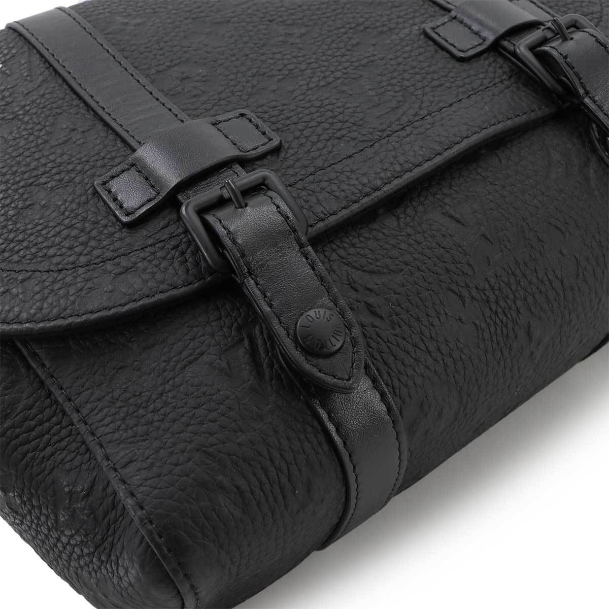 Louis Vuitton Black Leather Handbag Messenger Bag Shoulder Bag (Pre-Owned)