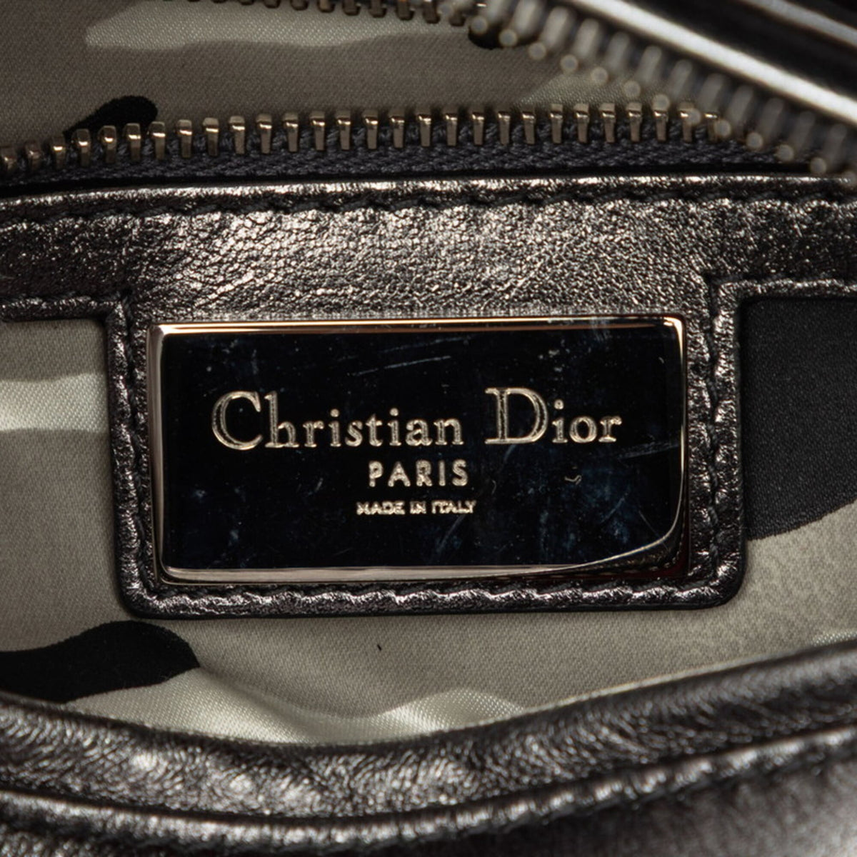 Christian Dior Lady Dior Metallic Green Silver Pink Leather Handbag Shoulder Bag (Pre-Owned)