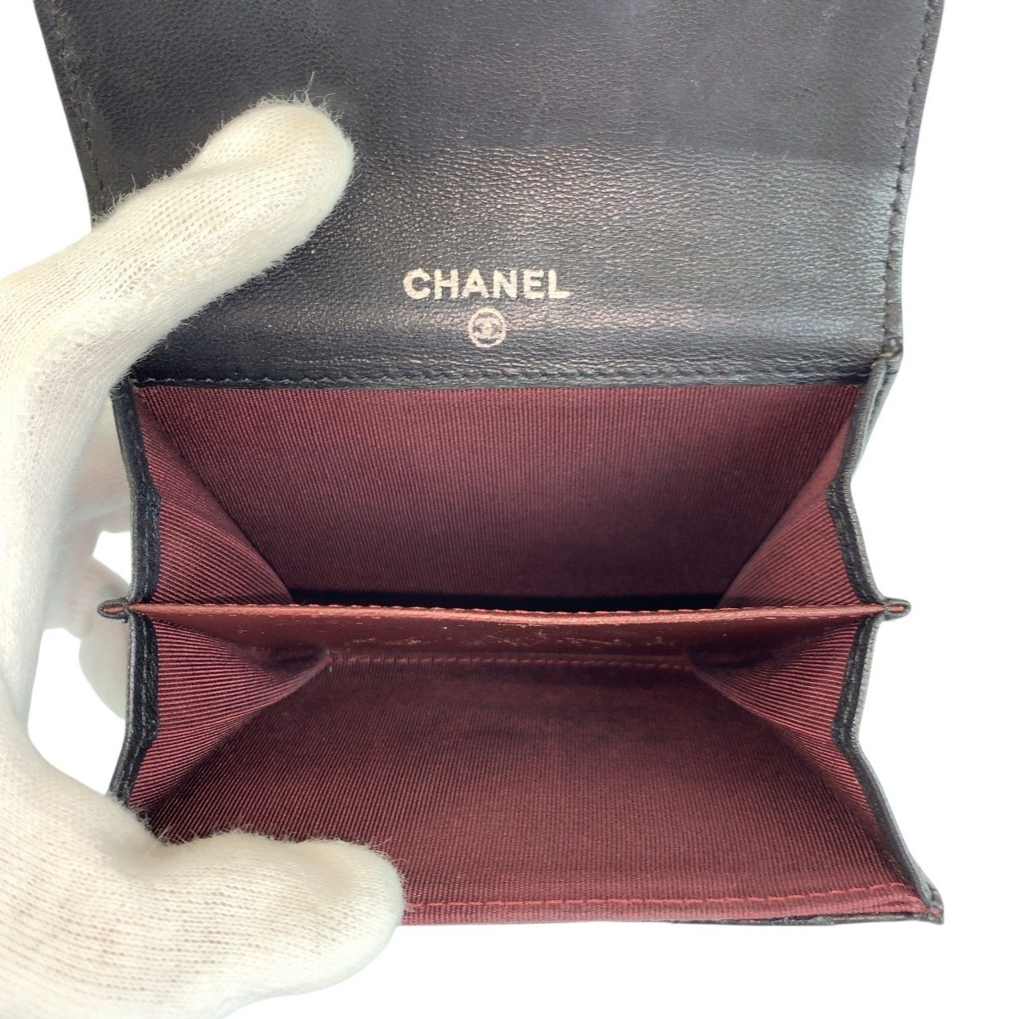 Chanel Black Leather Coin Purse/Coin Case (Pre-Owned)