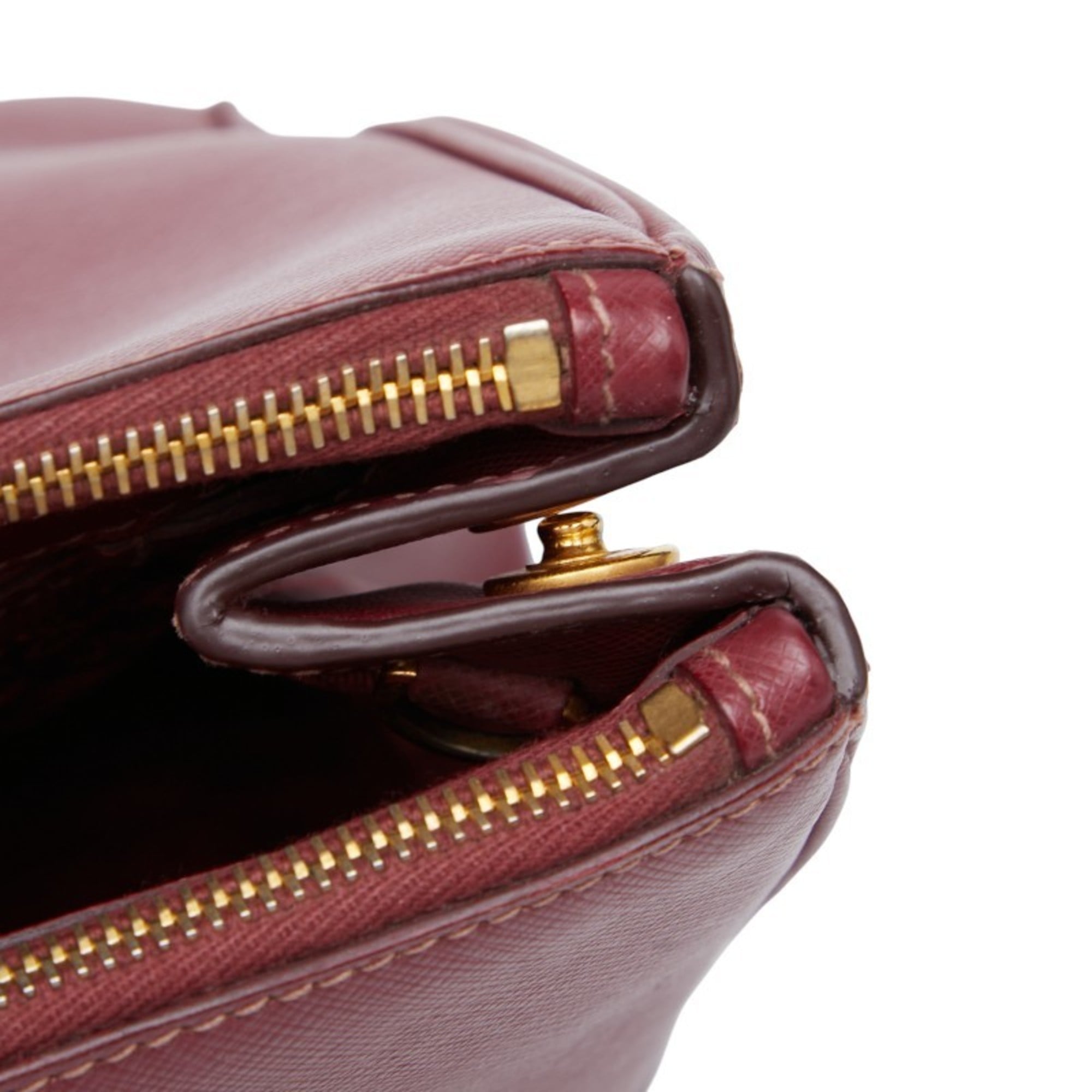 Prada Bordeaux Red Color Wine Leather Handbag Shoulder Bag (Pre-Owned)