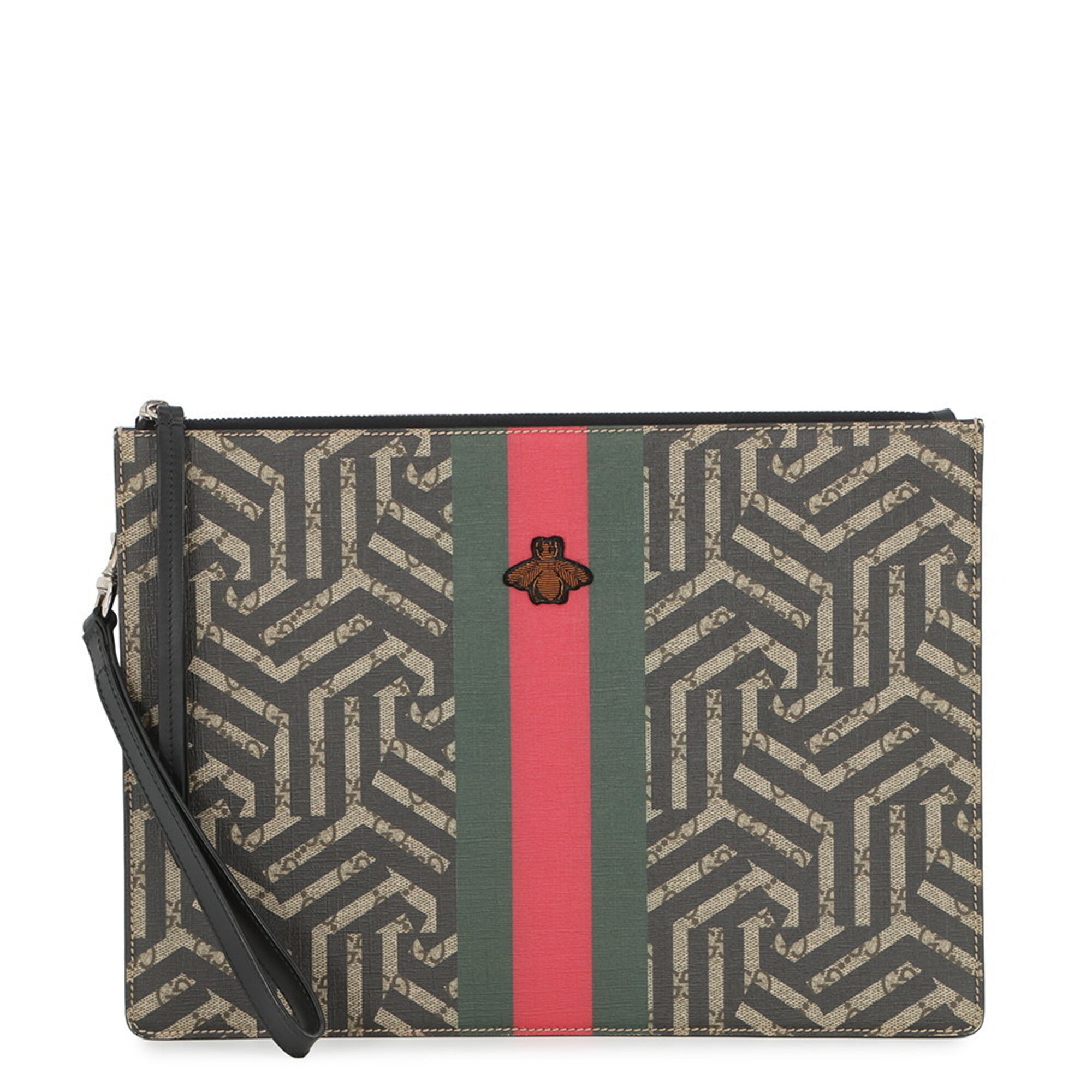 Gucci Black Multi-Color Leather Clutch Bag Handbag Pouch (Pre-Owned)
