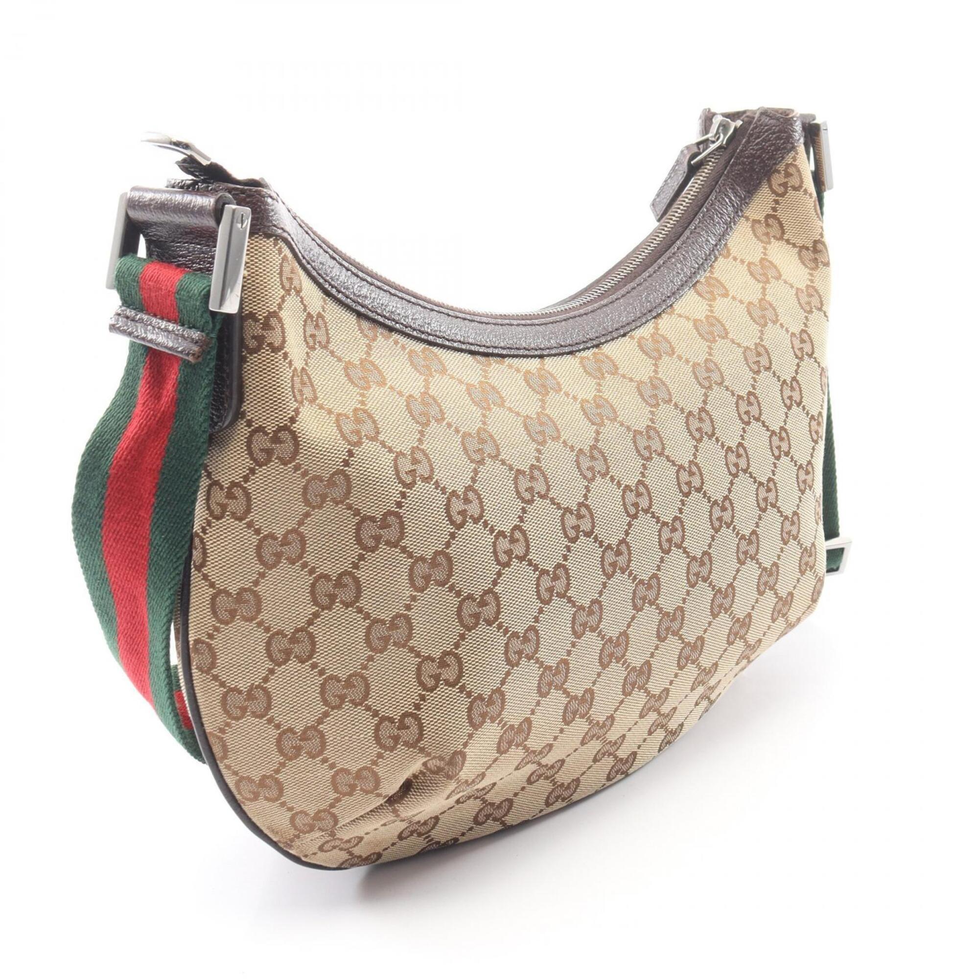 Gucci Beige Brown Gg Canvas Leather Handbag Shoulder Bag (Pre-Owned)