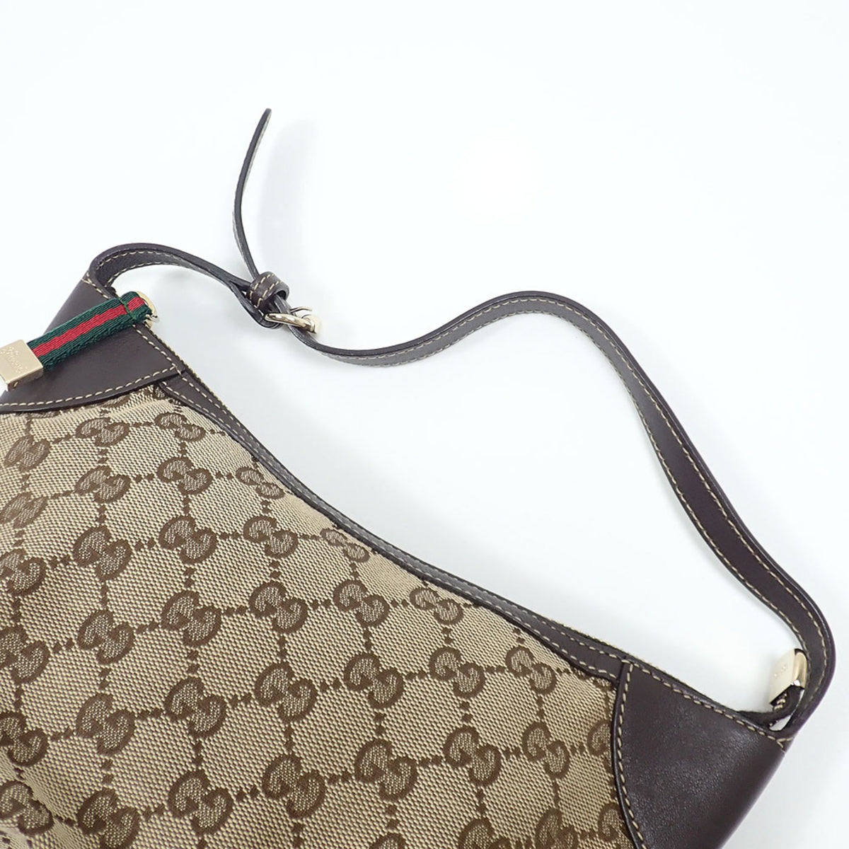 Gucci Beige Brown Gg Canvas Leather Shoulder Bag (Pre-Owned)