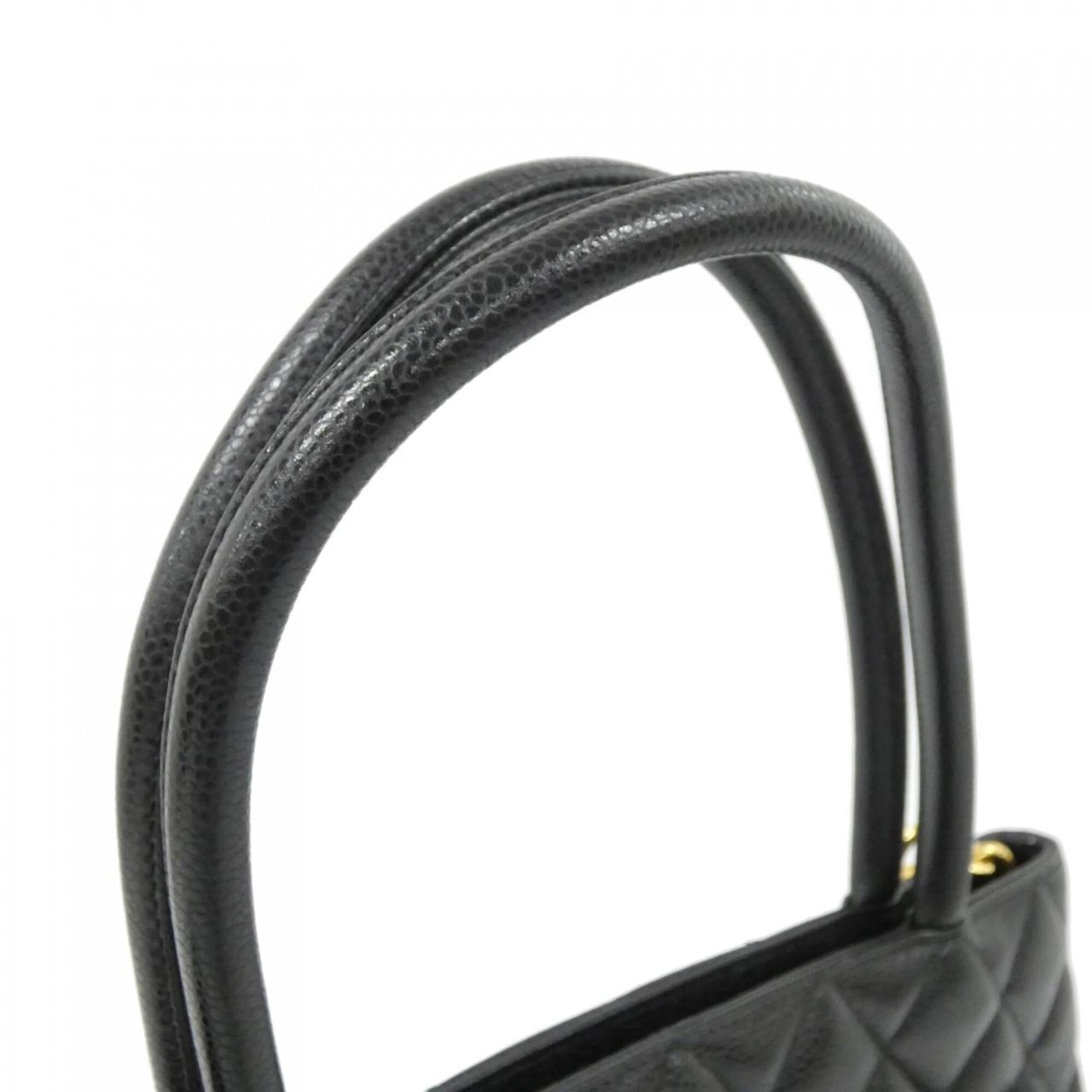 Chanel Black Grained Calfskin Handbag (Pre-Owned)