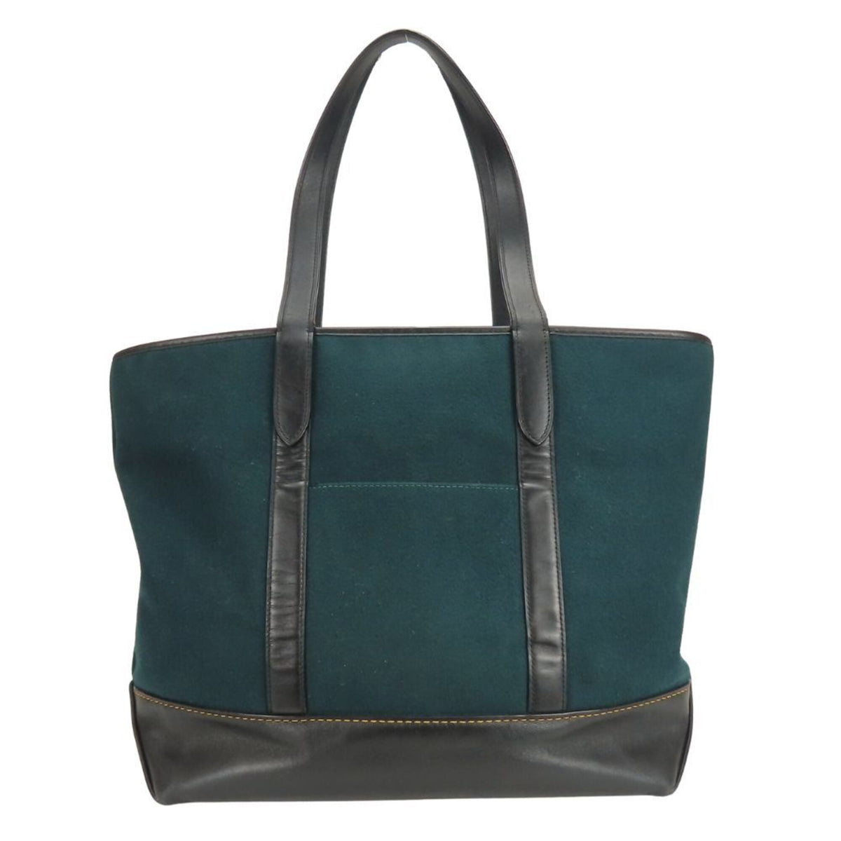 Coach Black Green Felt Leather Tote Bag (Pre-Owned)